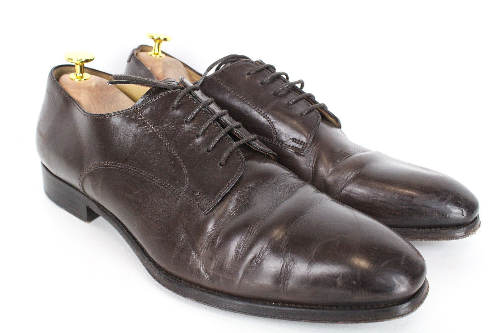 SUITSUPPLY Men Formal Shoes EU43.5 Dark Brown Leather Laced Low-Top Classic