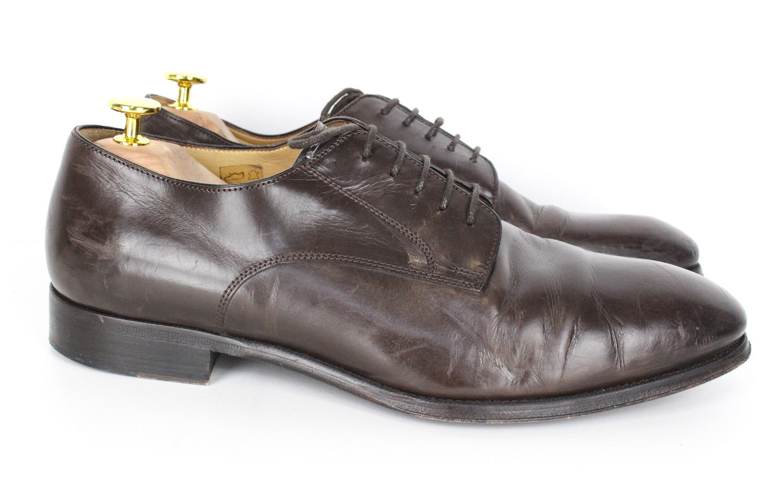 SUITSUPPLY Men Formal Shoes EU43.5 Dark Brown Leather Laced Low-Top Classic