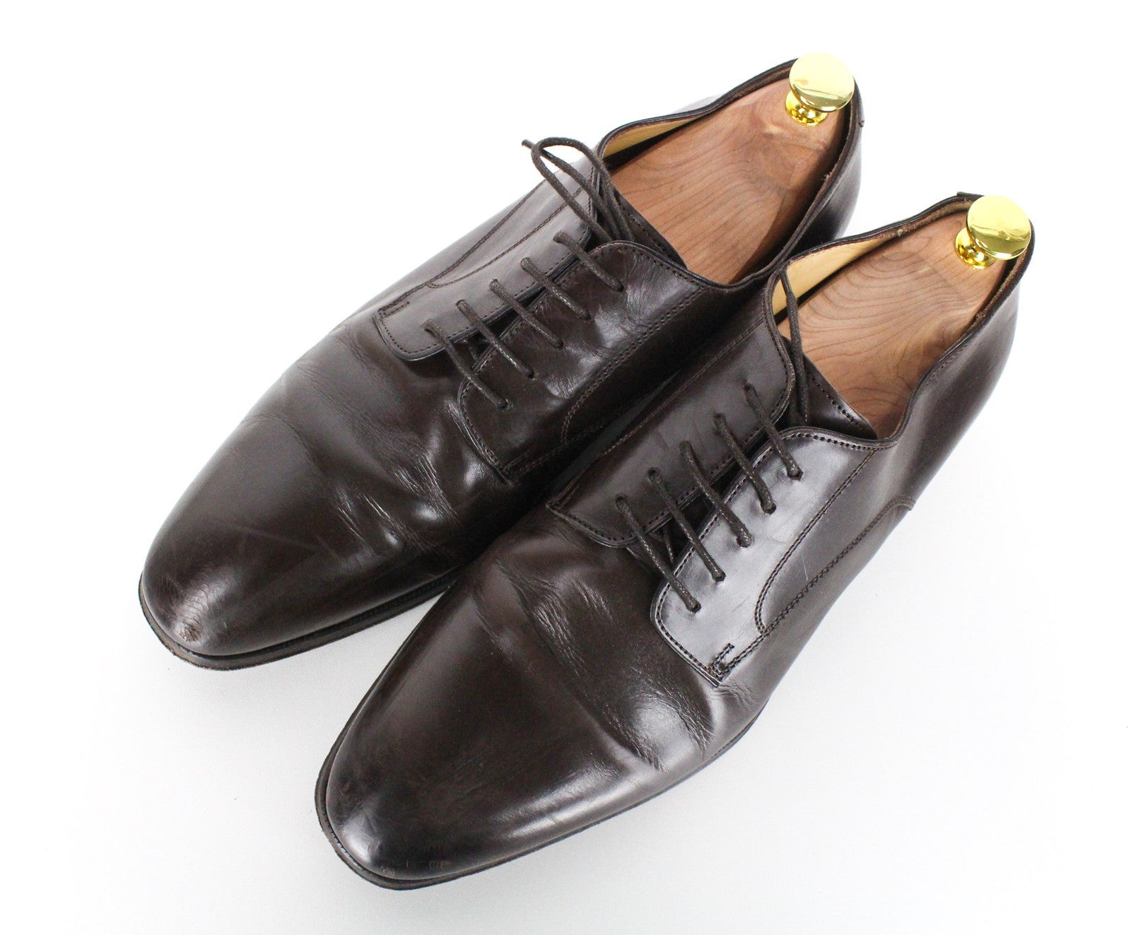 SUITSUPPLY Men Formal Shoes EU43.5 Dark Brown Leather Laced Low-Top Classic