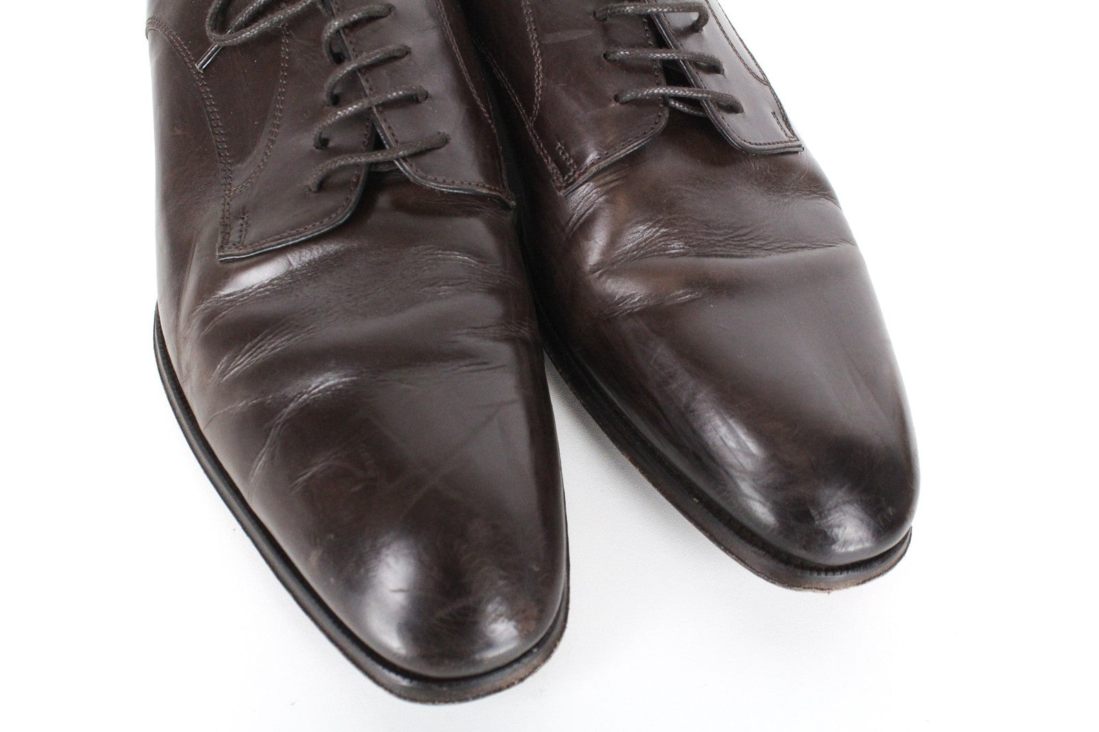 SUITSUPPLY Men Formal Shoes EU43.5 Dark Brown Leather Laced Low-Top Classic