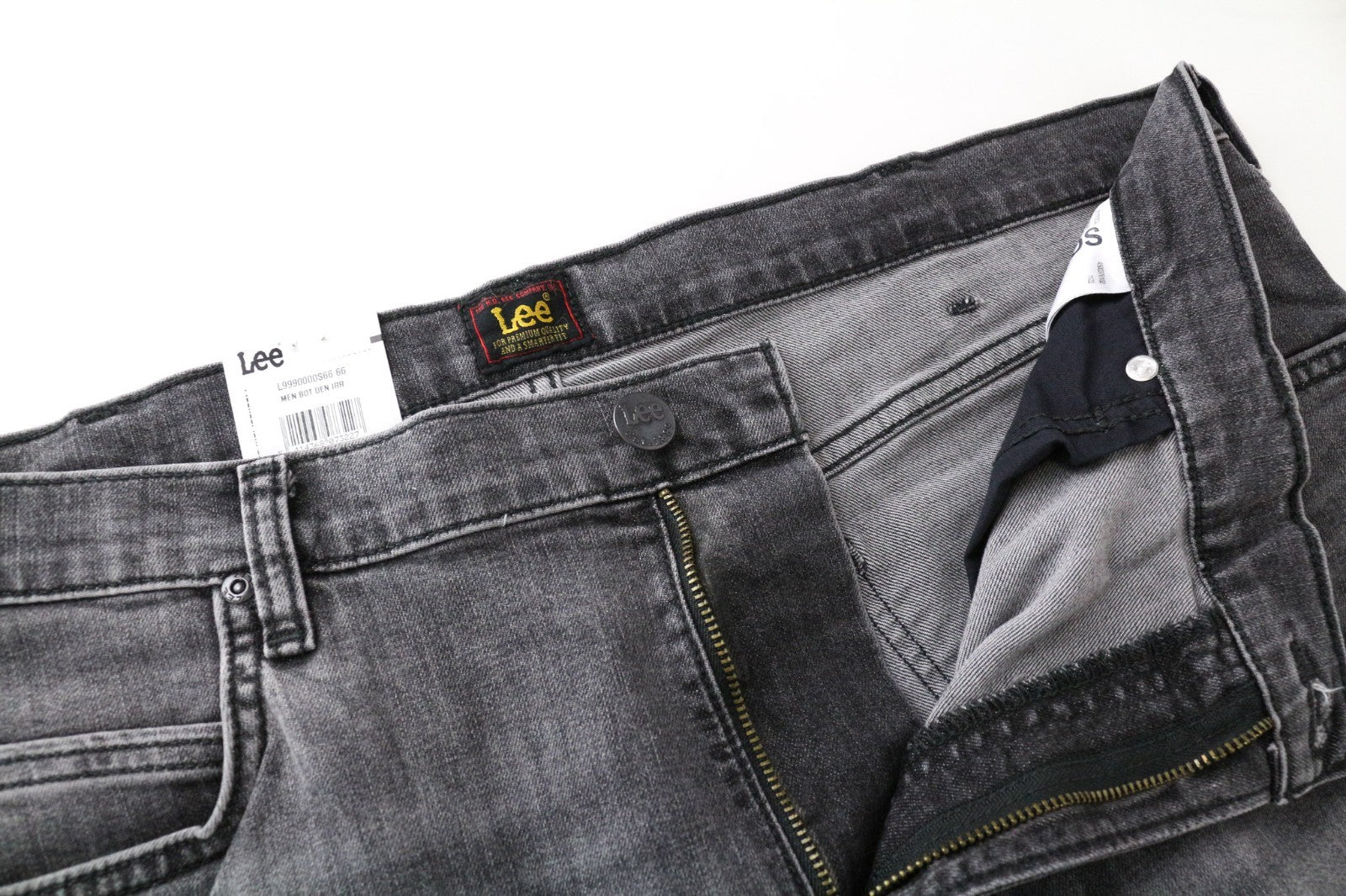 LEE Rider Men Jeans W38/L32 Slim Wash 5-Pocket Grey Cotton Stretch Denim