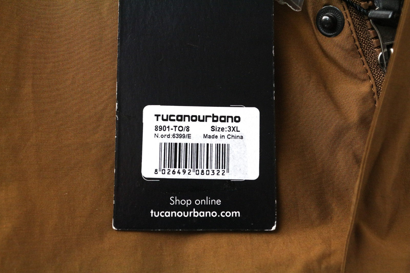 TUCANO URBANO Febo Men Jacket 3XL Brown Cotton Blend Windproof Breathable Zip