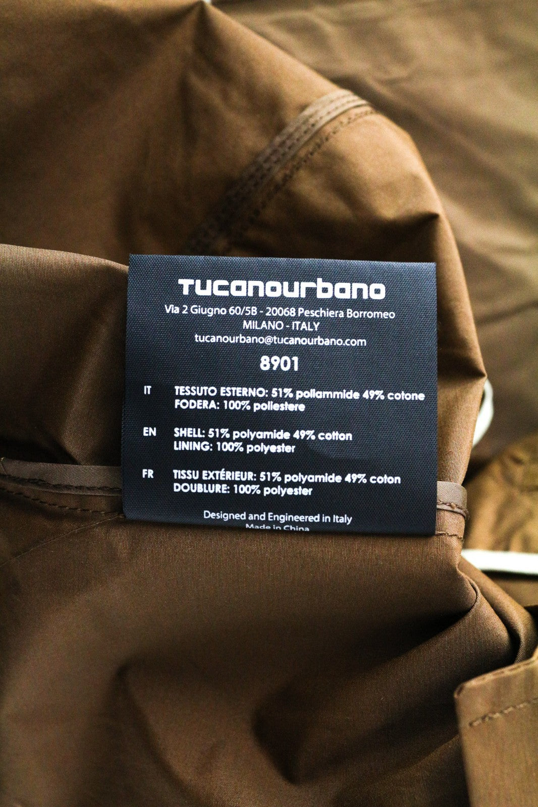 TUCANO URBANO Febo Men Jacket 3XL Brown Cotton Blend Windproof Breathable Zip