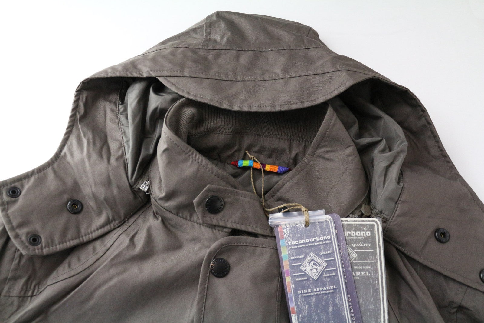 TUCANO URBANO Angus Men Jacket XL Brown Cotton Blend Waterproof Hooded Moto