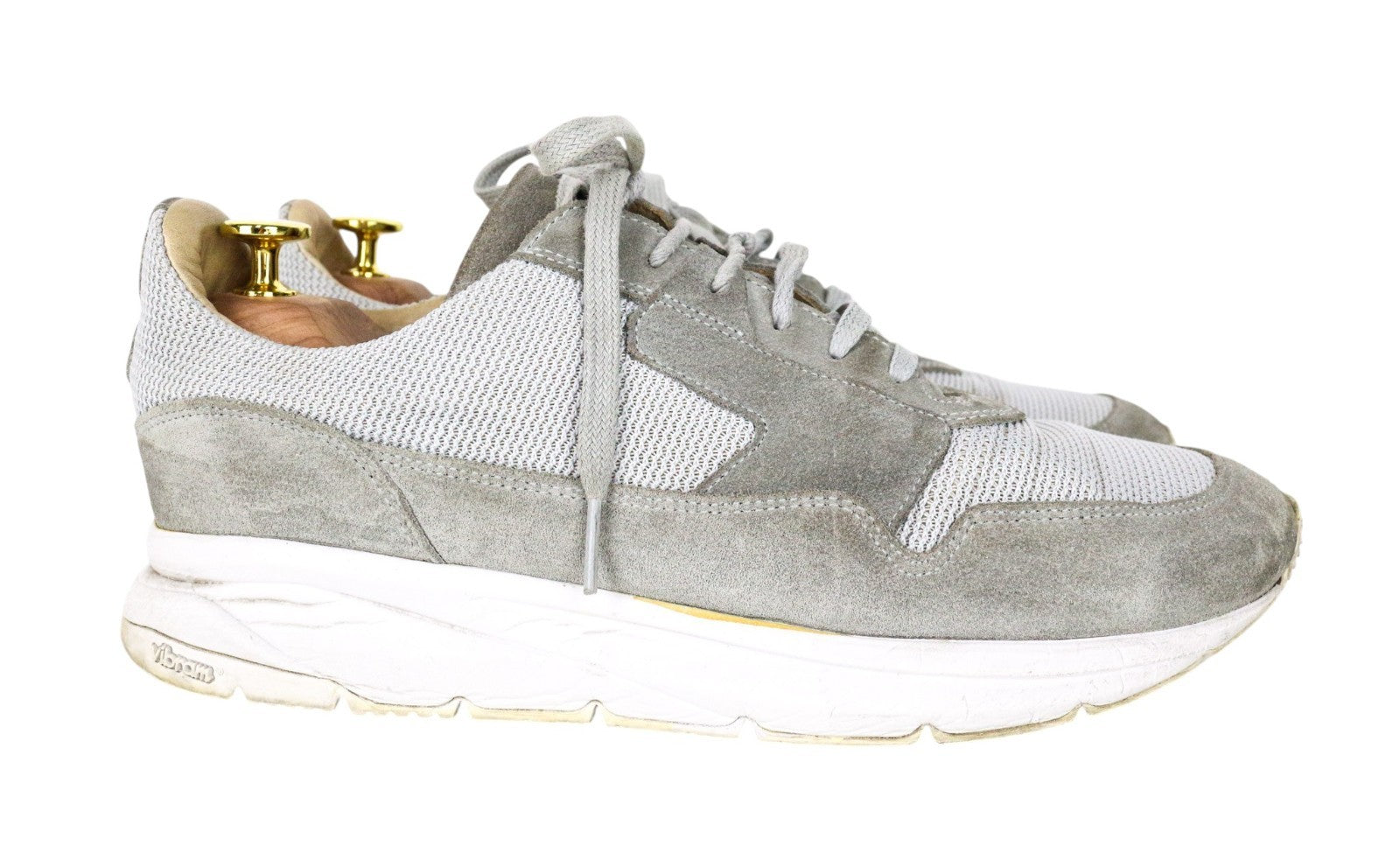 SUITSUPPLY Men Trainers EU42 Grey Textile Suede Low-Top Laced Casual Sneakers