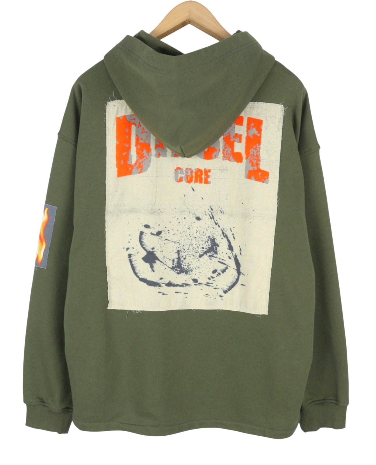 DIESEL S-Baxt-Hood-R1 Men Hoodie L Green Graphic Print Kangaroo Pocket RRP295