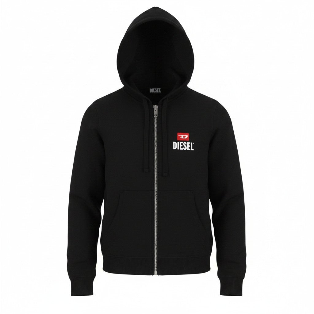 DIESEL S-Ginn-Hood-Zip 250209 Off Men Hoodie M Black Full Zip RRP175
