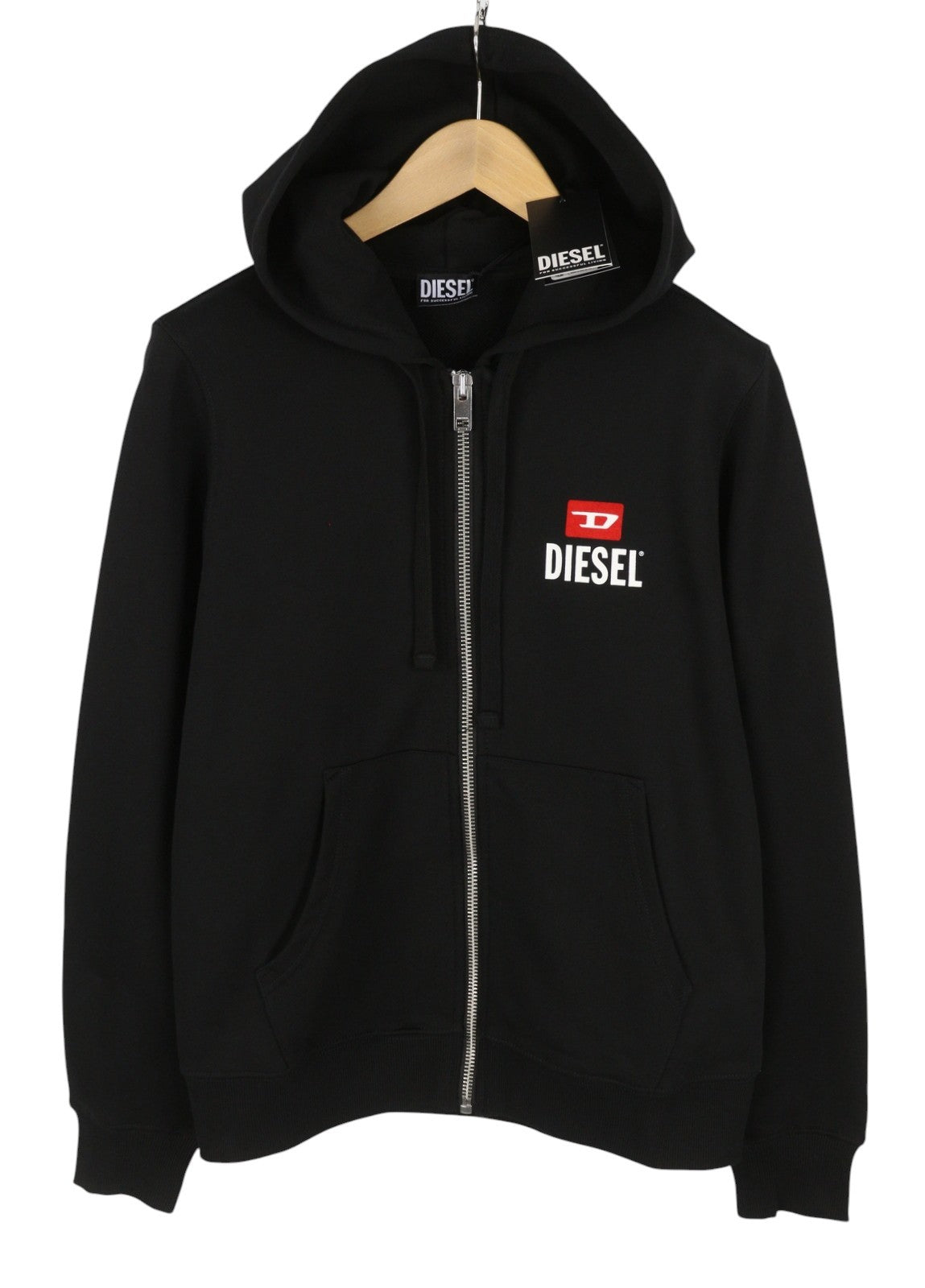 DIESEL S-Ginn-Hood-Zip 250209 Off Men Hoodie M Black Full Zip RRP175