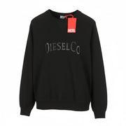 DIESEL S-Raglan-Waf Men Sweatshirt L Black Crew Neck Front Logo Pull On RRP175