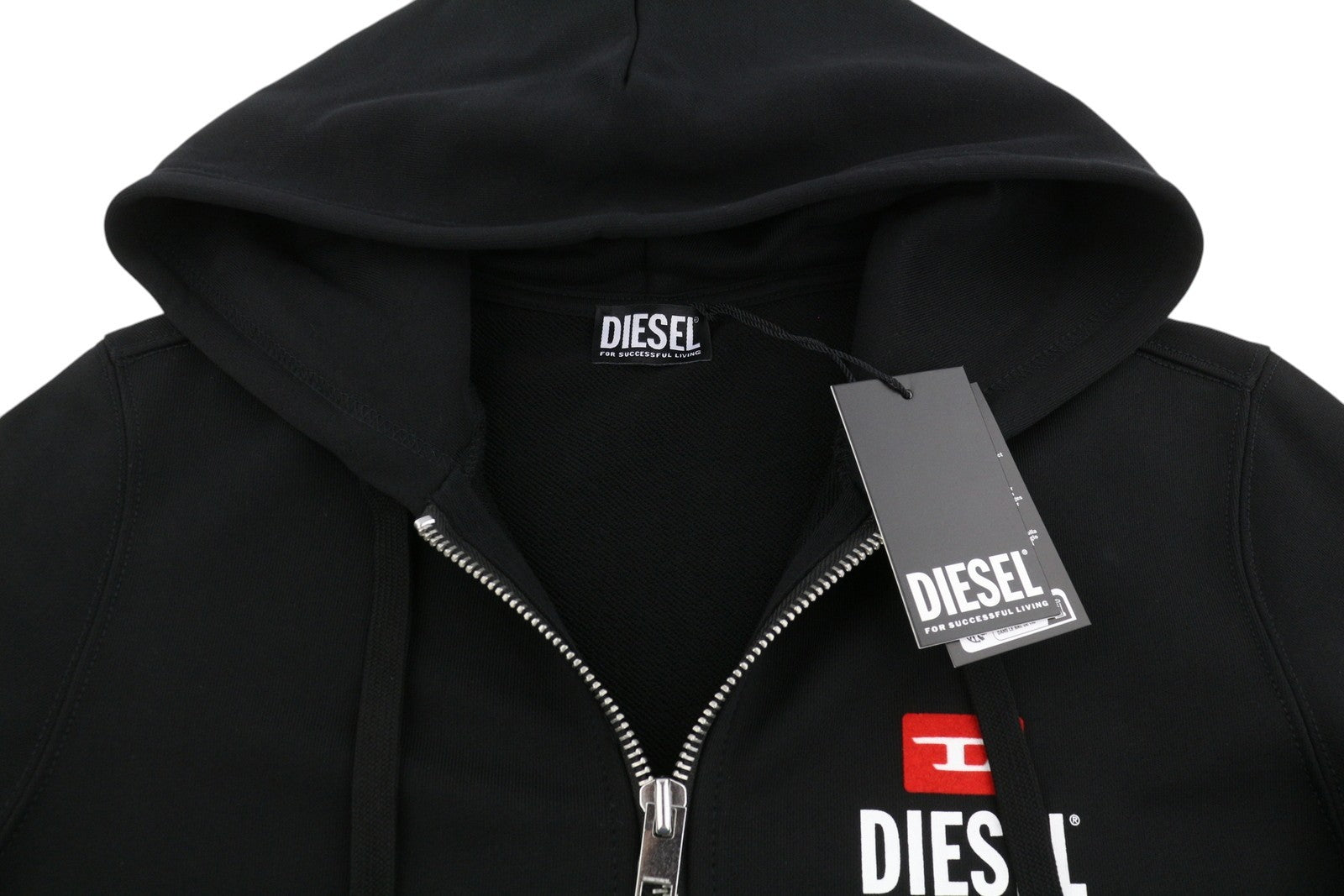 DIESEL S-Ginn-Hood-Zip 250209 Off Men Hoodie XL Black Full Zip RRP175