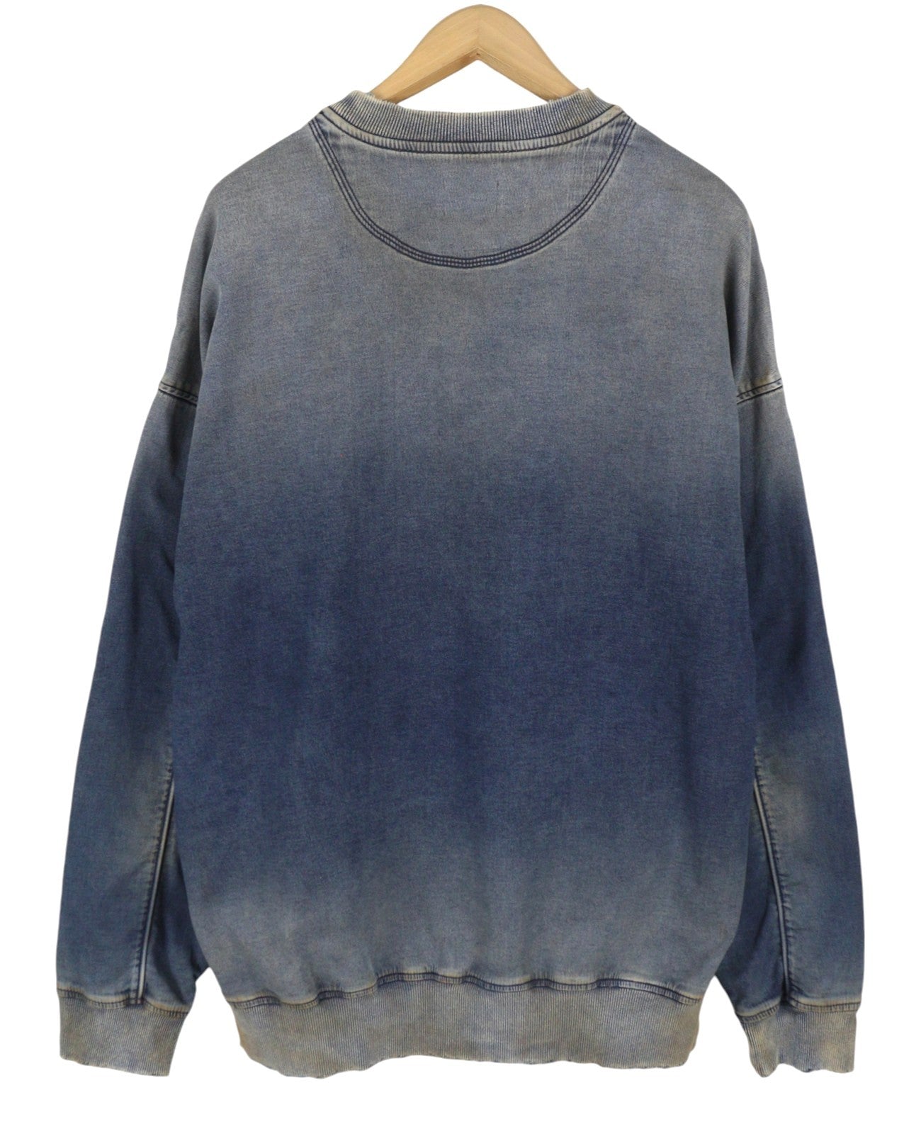 DIESEL D-Krib-Ne Men Sweatshirt L Blue Garment Dyed Loose Pull On RRP350