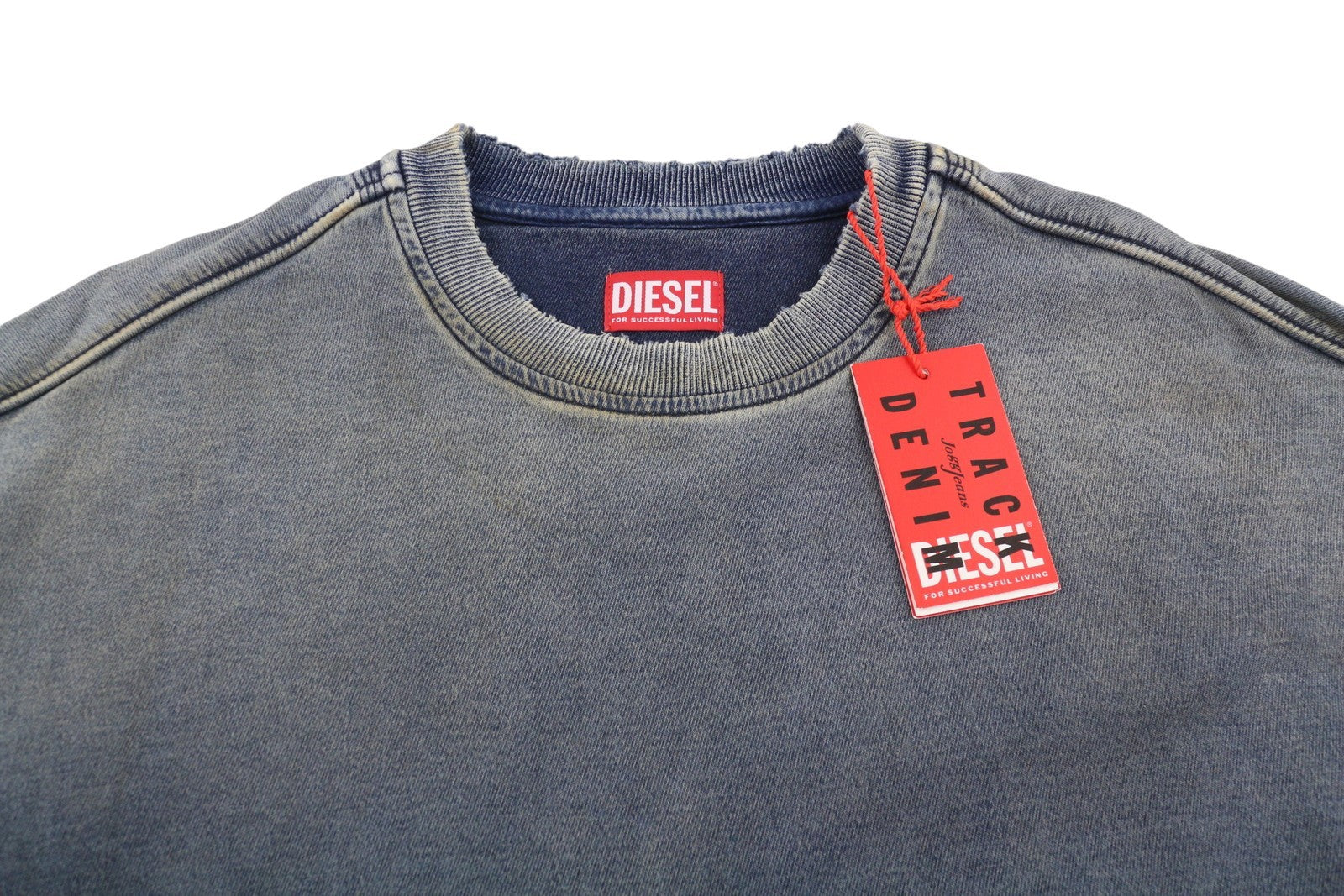 DIESEL D-Krib-Ne Men Sweatshirt L Blue Garment Dyed Loose Pull On RRP350