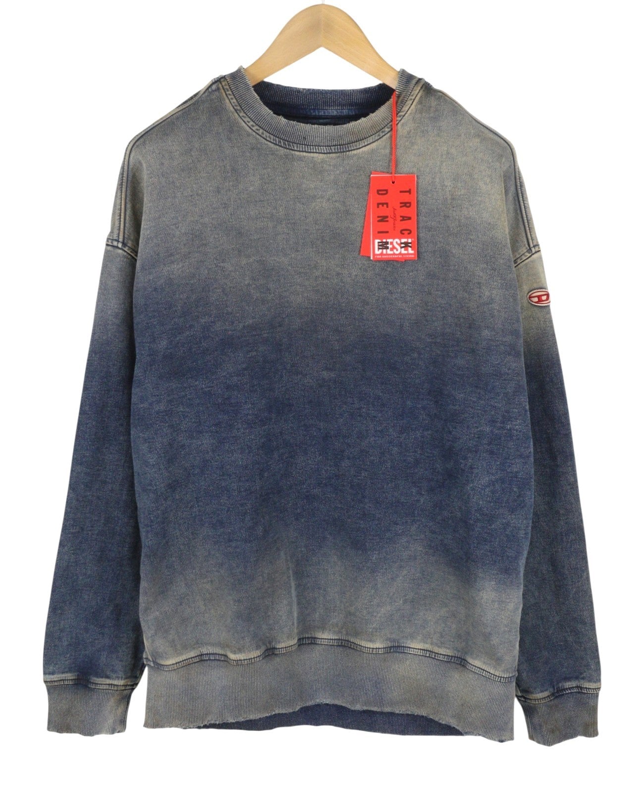 DIESEL D-Krib-Ne Men Sweatshirt M Blue Garment Dyed Loose Pull On RRP350