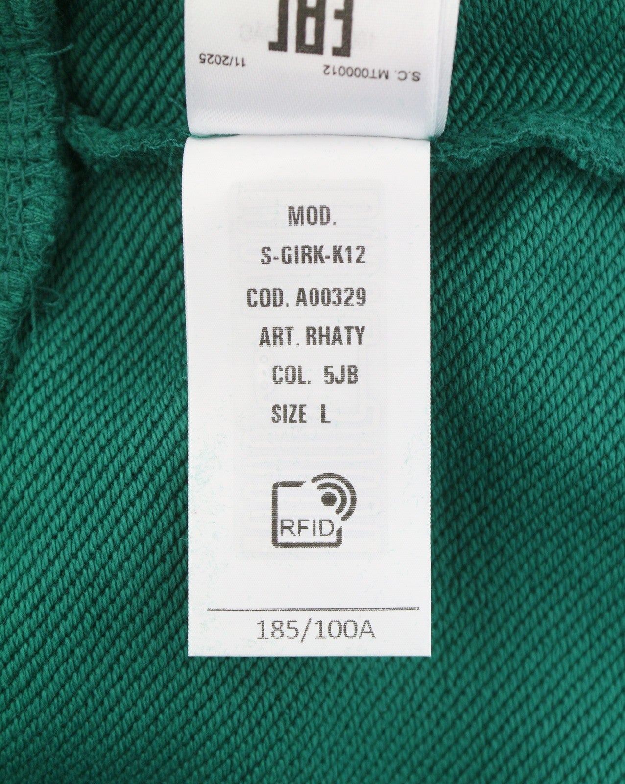 DIESEL S-Girk-K12 Men Sweatshirt L Green Cotton Crew Neck Pull On