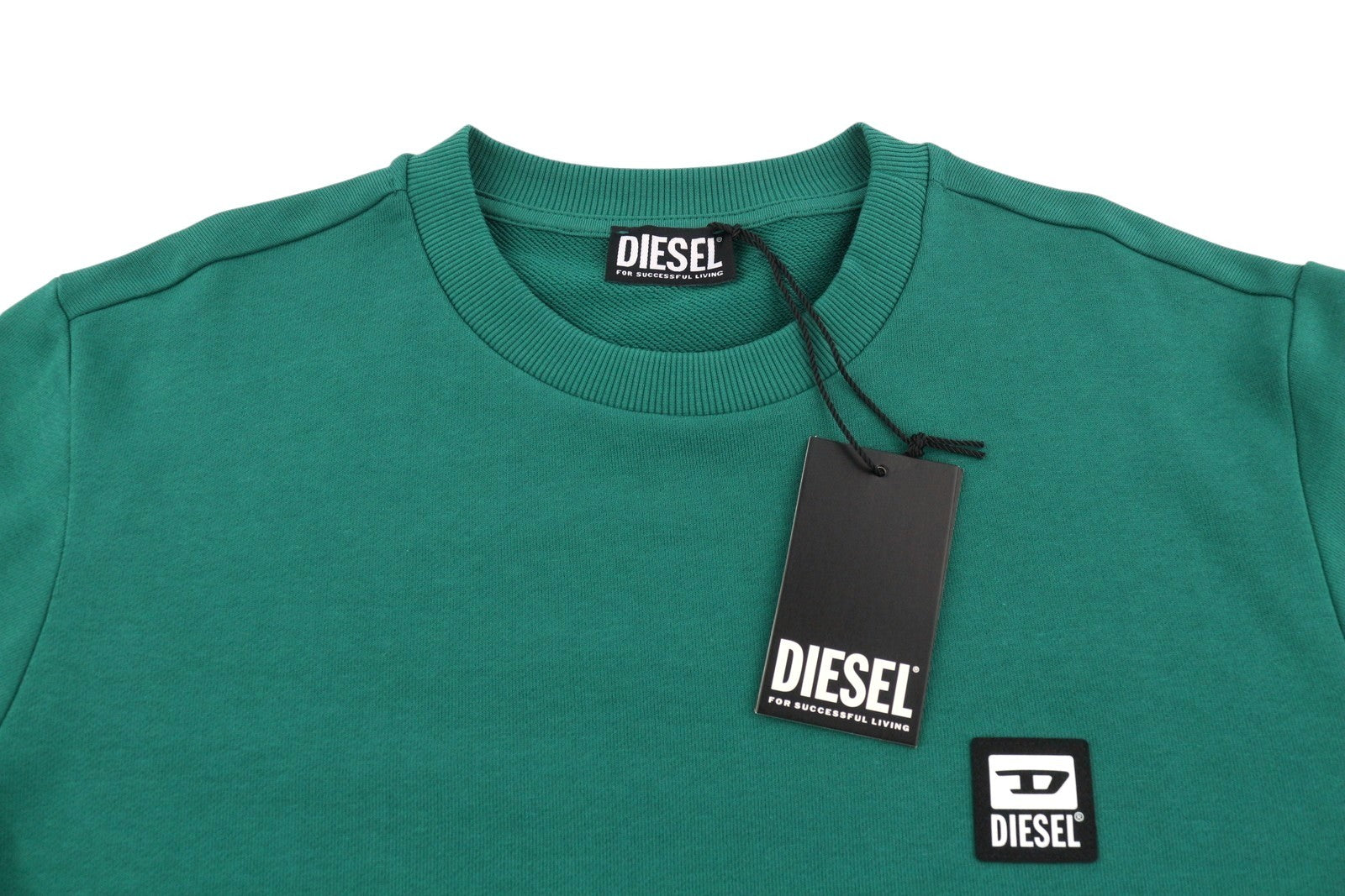 DIESEL S-Girk-K12 Men Sweatshirt L Green Cotton Crew Neck Pull On