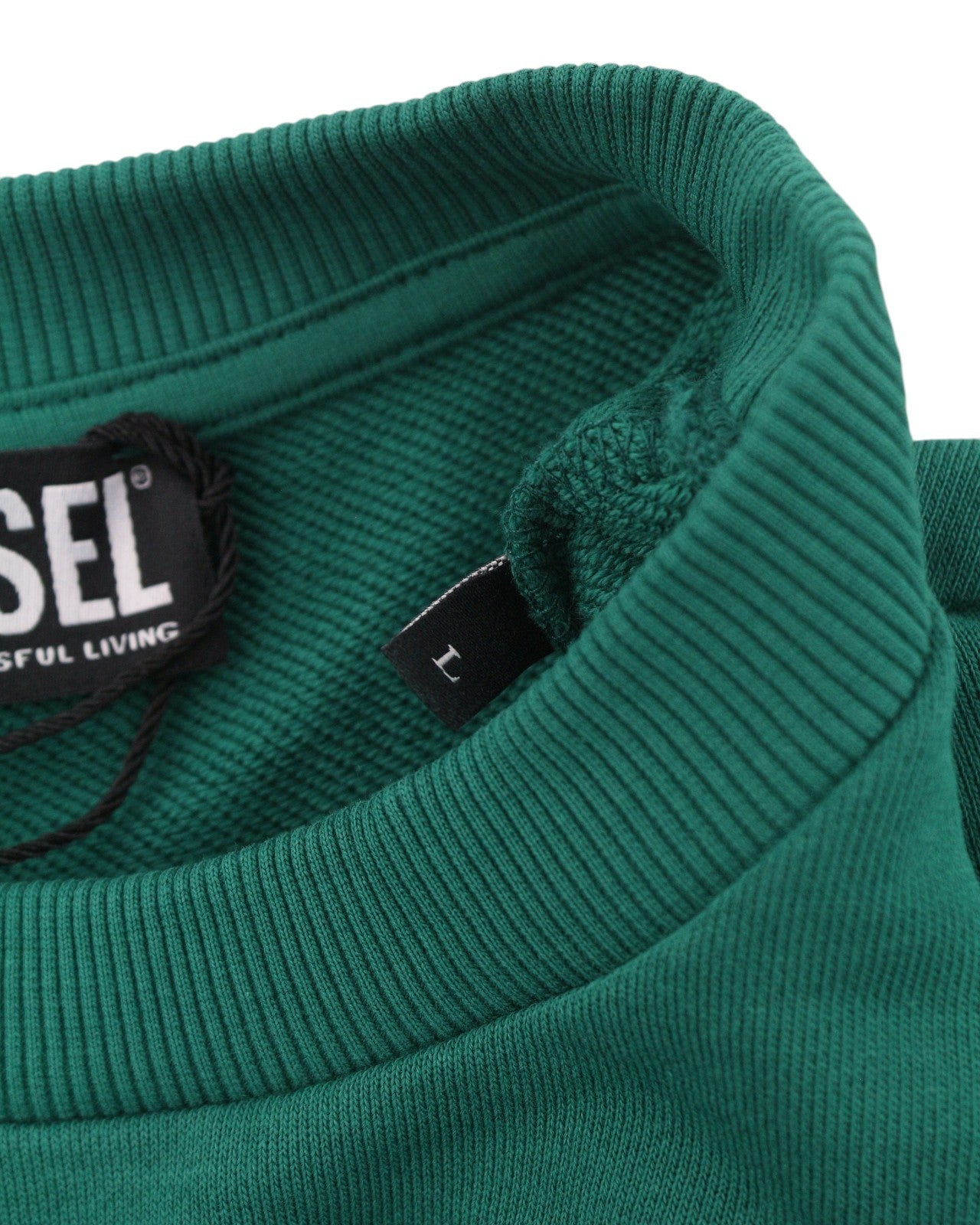 DIESEL S-Girk-K12 Men Sweatshirt L Green Cotton Crew Neck Pull On