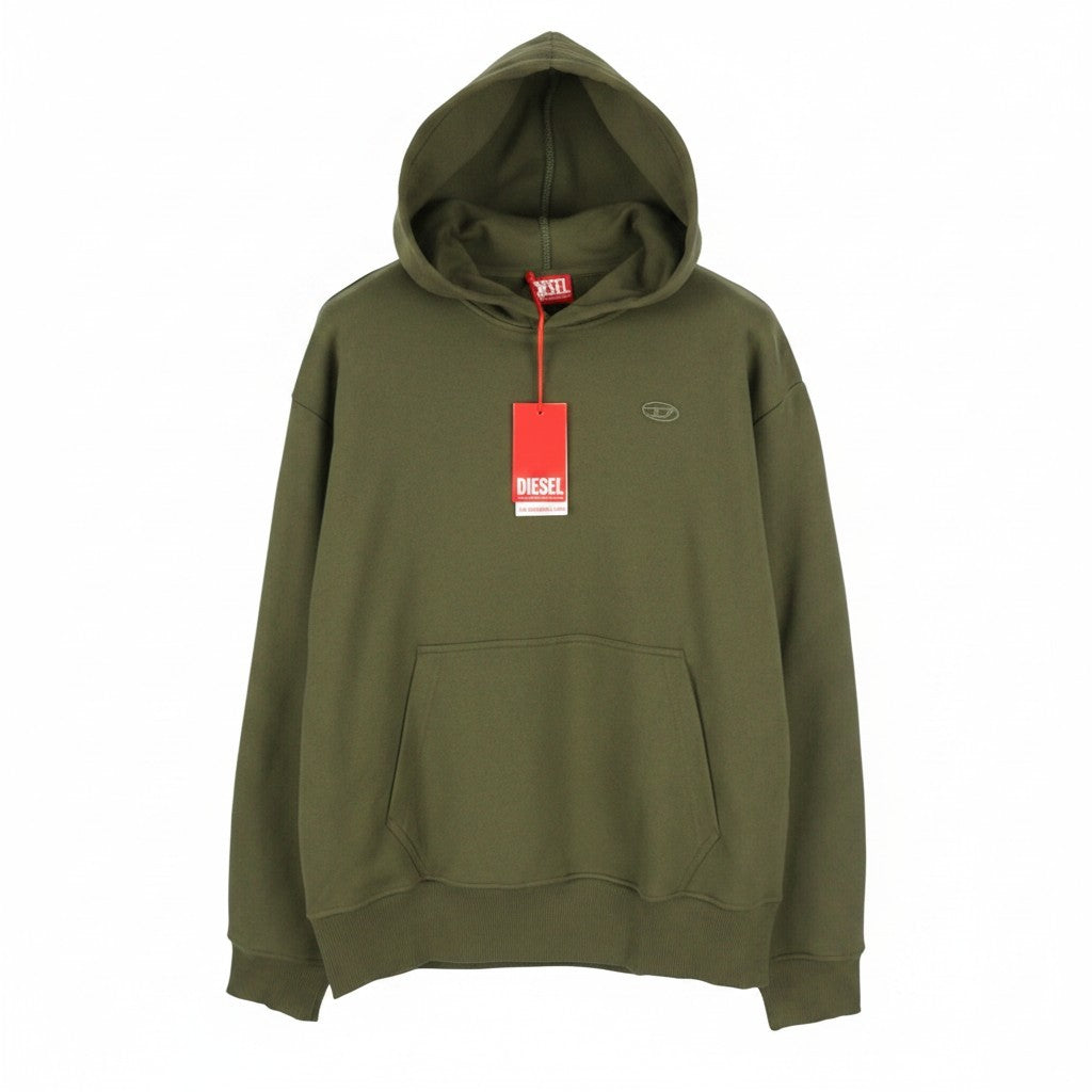 DIESEL S-Macs-Hood-Megoval-D Men Hoodie M Khaki Green Kangaroo Pocket RRP250