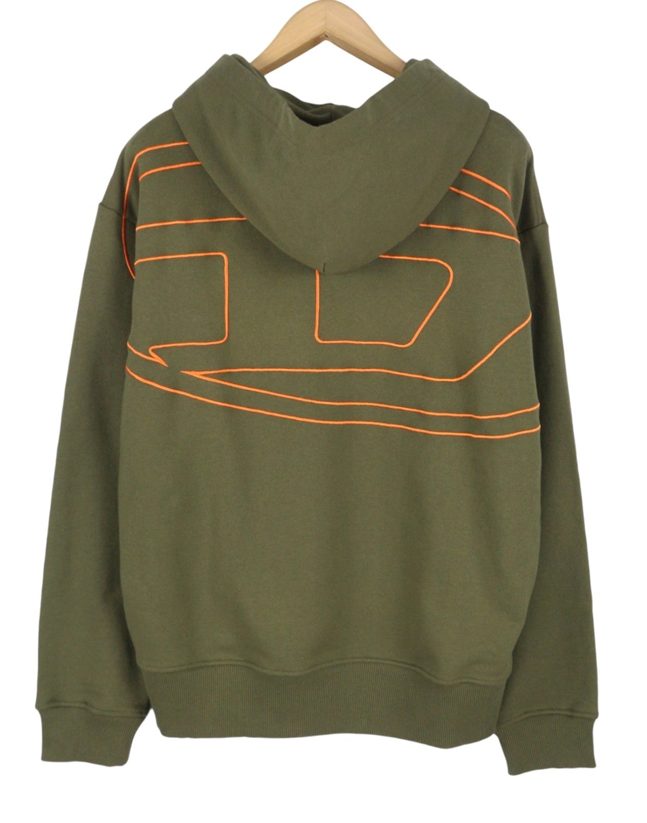 DIESEL S-Macs-Hood-Megoval-D Men Hoodie M Khaki Green Kangaroo Pocket RRP250