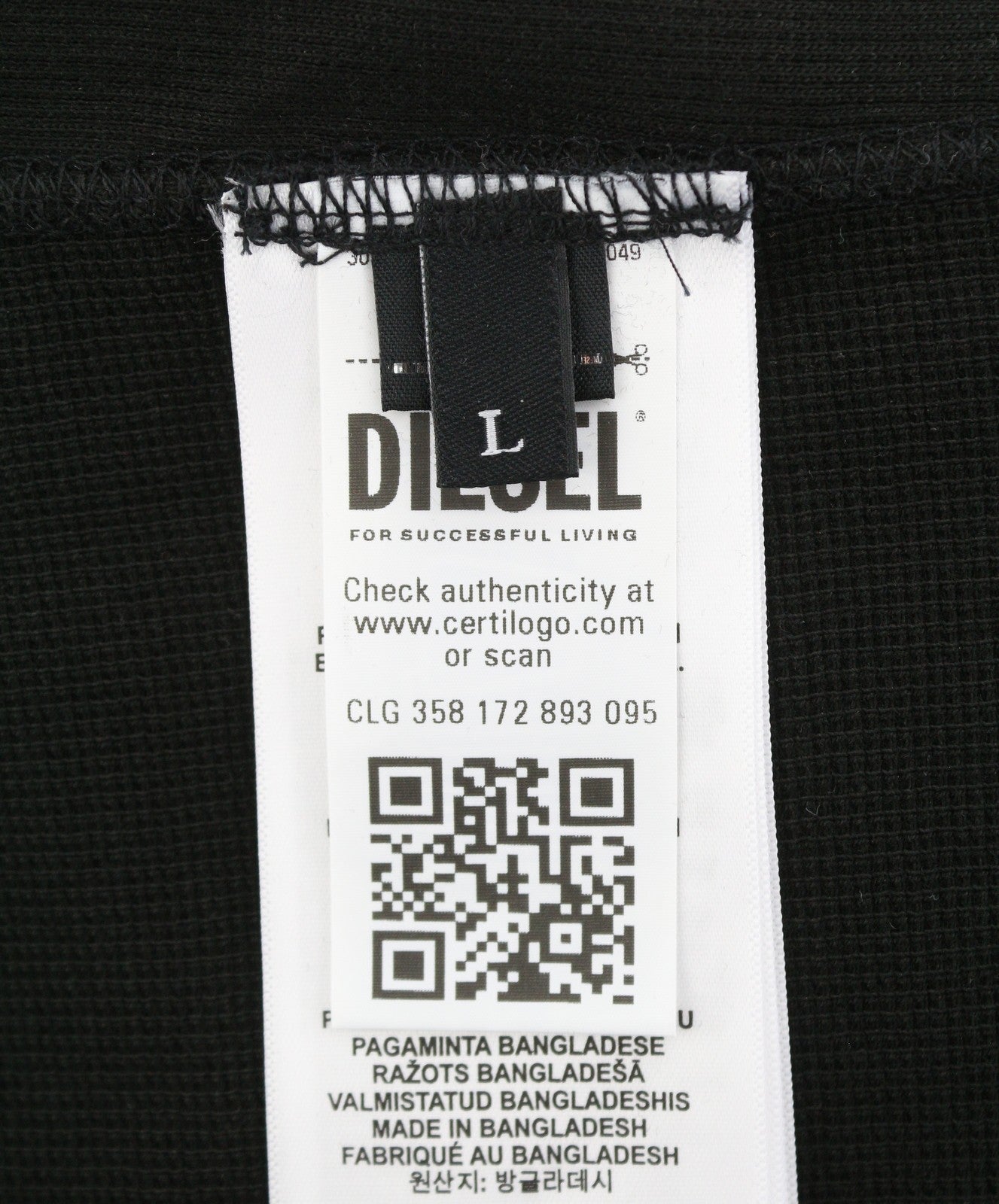 DIESEL S-Raglan-Waf Men Sweatshirt L Black Crew Collar Front Logo Pull On RRP175