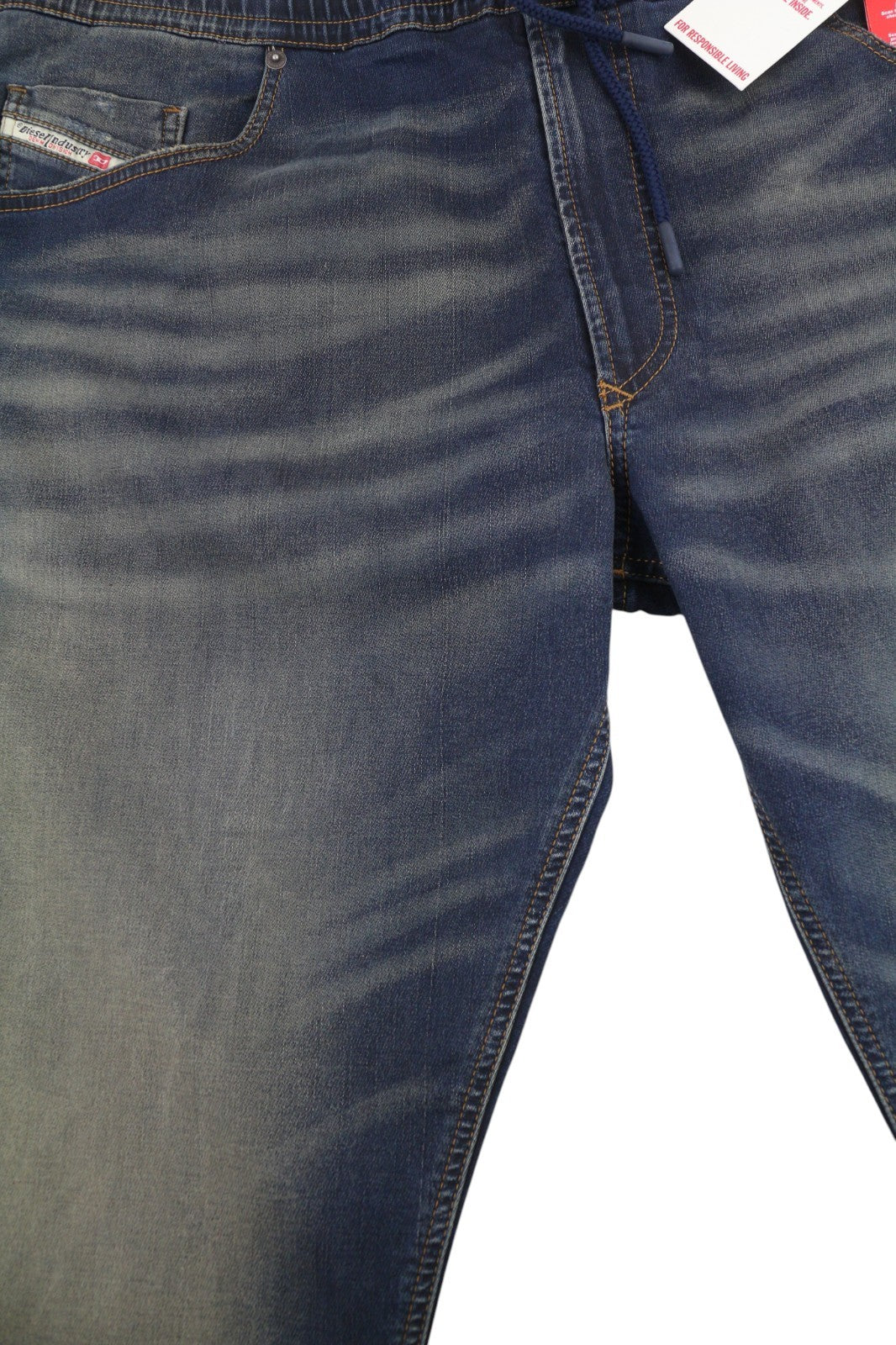 DIESEL 2030 D-Krooley 09J34 Jogg Men Jeans W40 Blue Faded Distress RRP295