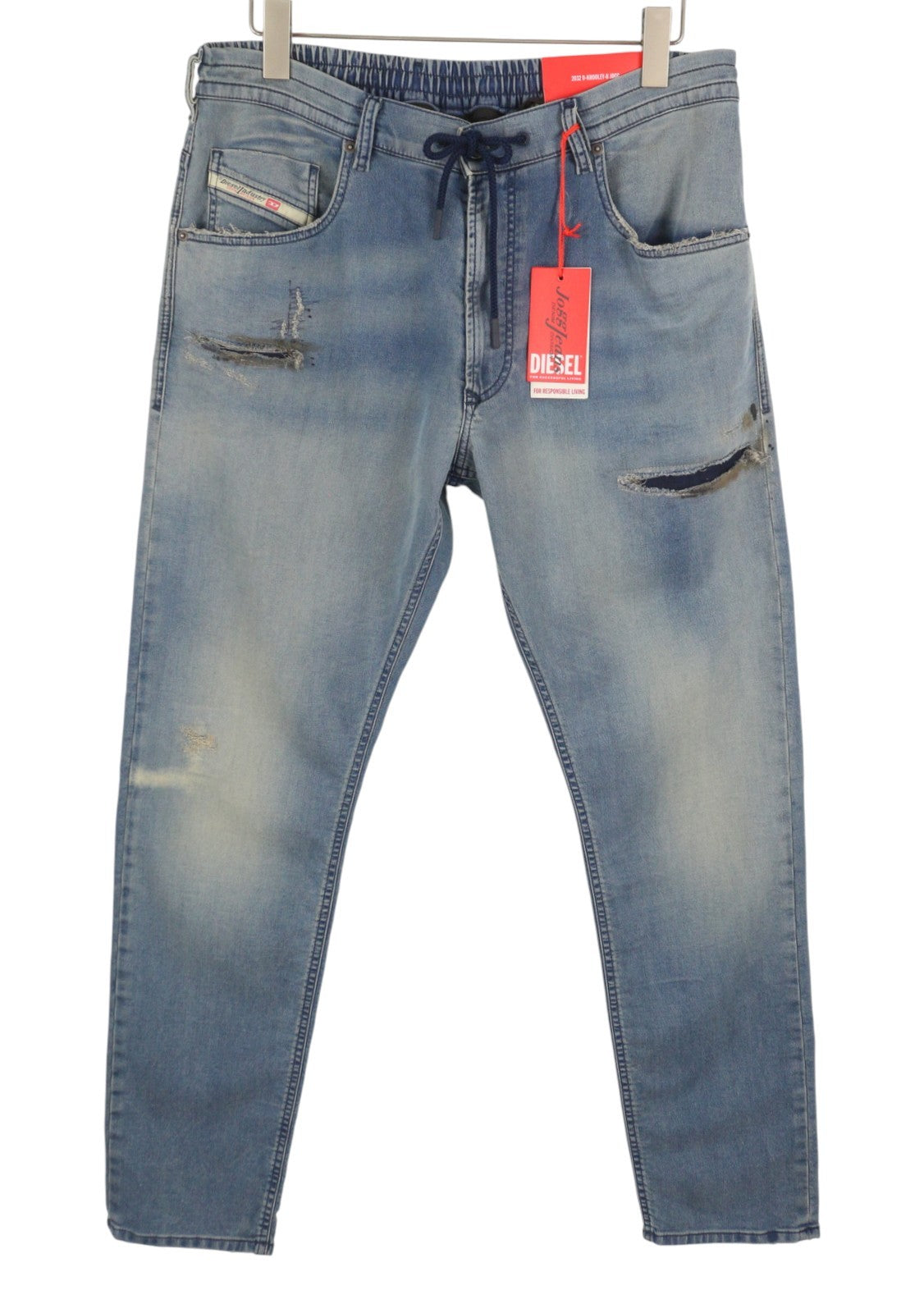 DIESEL 2032 D-Krooley-B 068PL Jogg Men Jeans W36 Blue Faded Distress RRP325