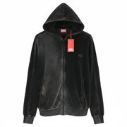 DIESEL S-Oclock Men Hoodie L Black Acid Wash Chenille Zip Up RRP325