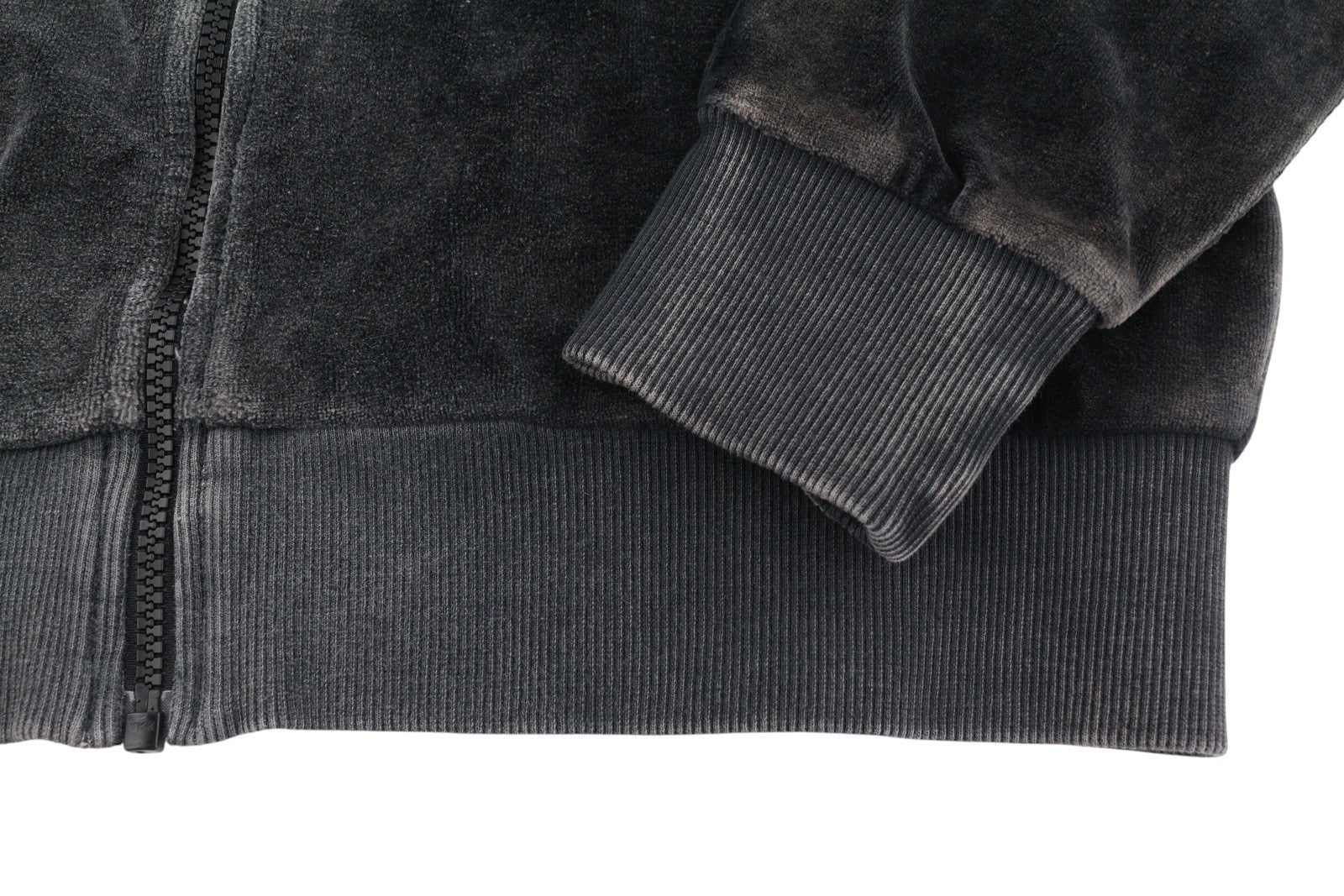 DIESEL S-Oclock Men Hoodie L Black Acid Wash Chenille Zip Up RRP325