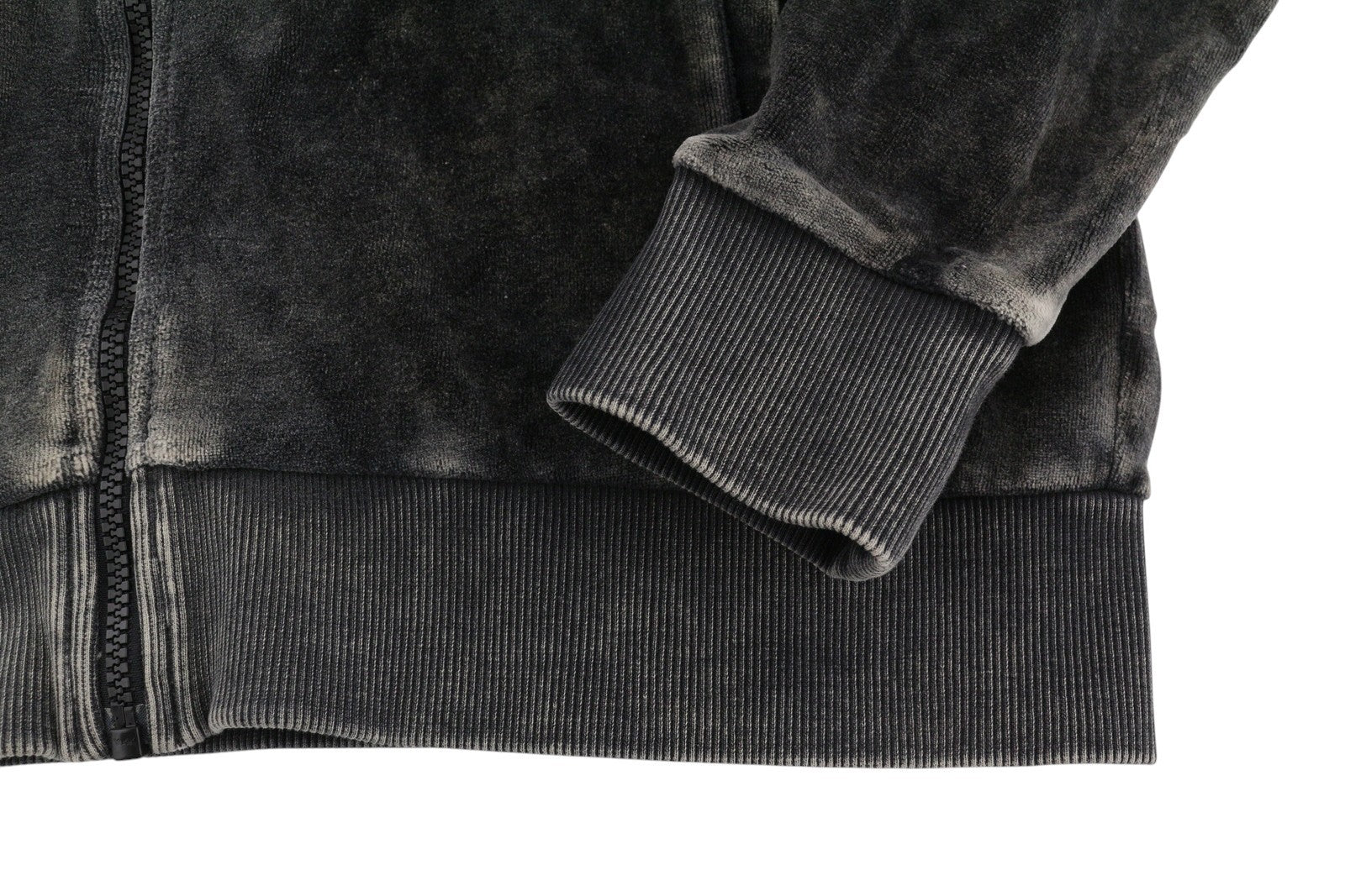 DIESEL S-Oclock Men Hoodie XL Black Acid Wash Chenille Zip Up RRP325