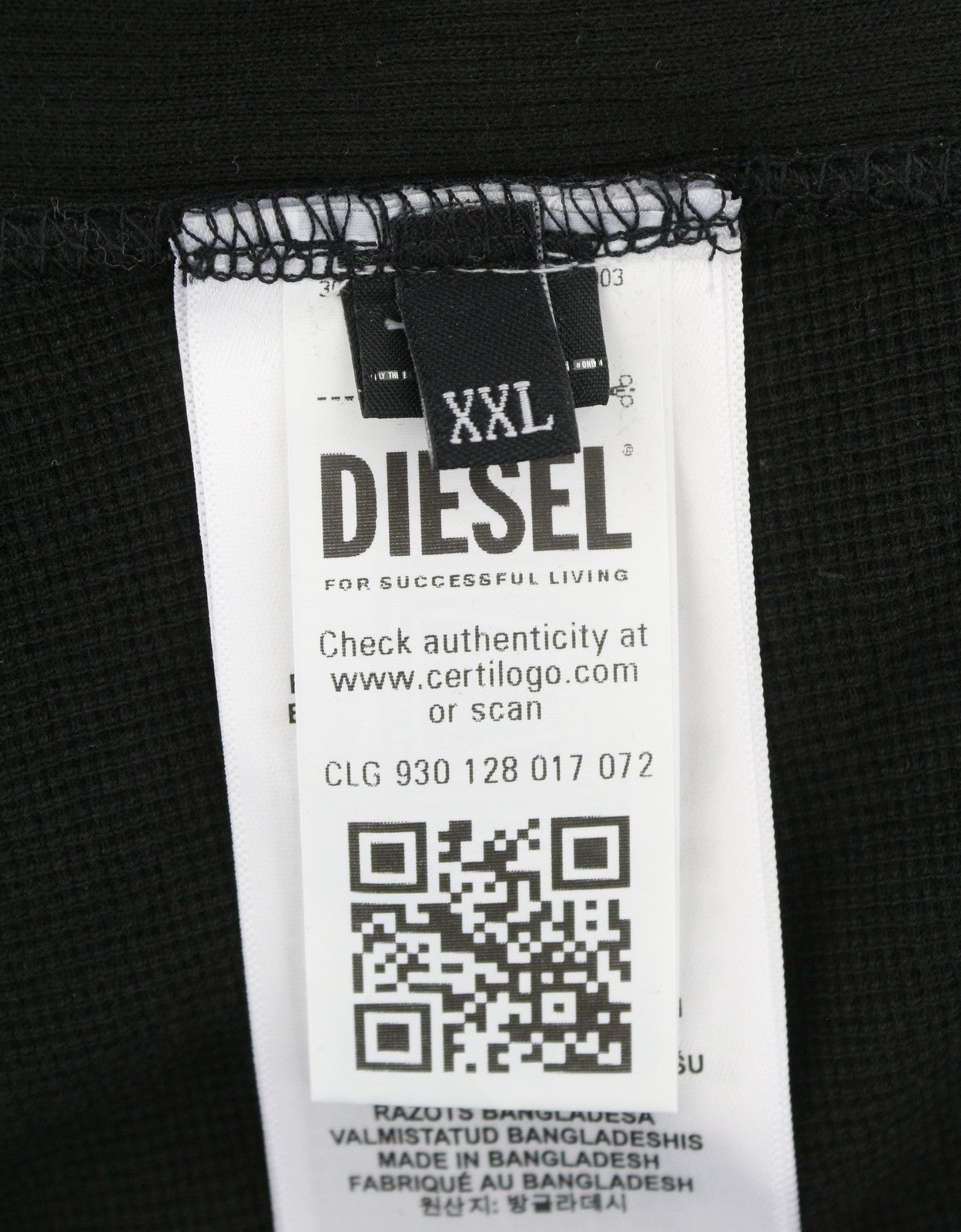 DIESEL S-Raglan-Waf Men Sweatshirt 2XL Black Crew Neck Front Logo Pull On RRP175