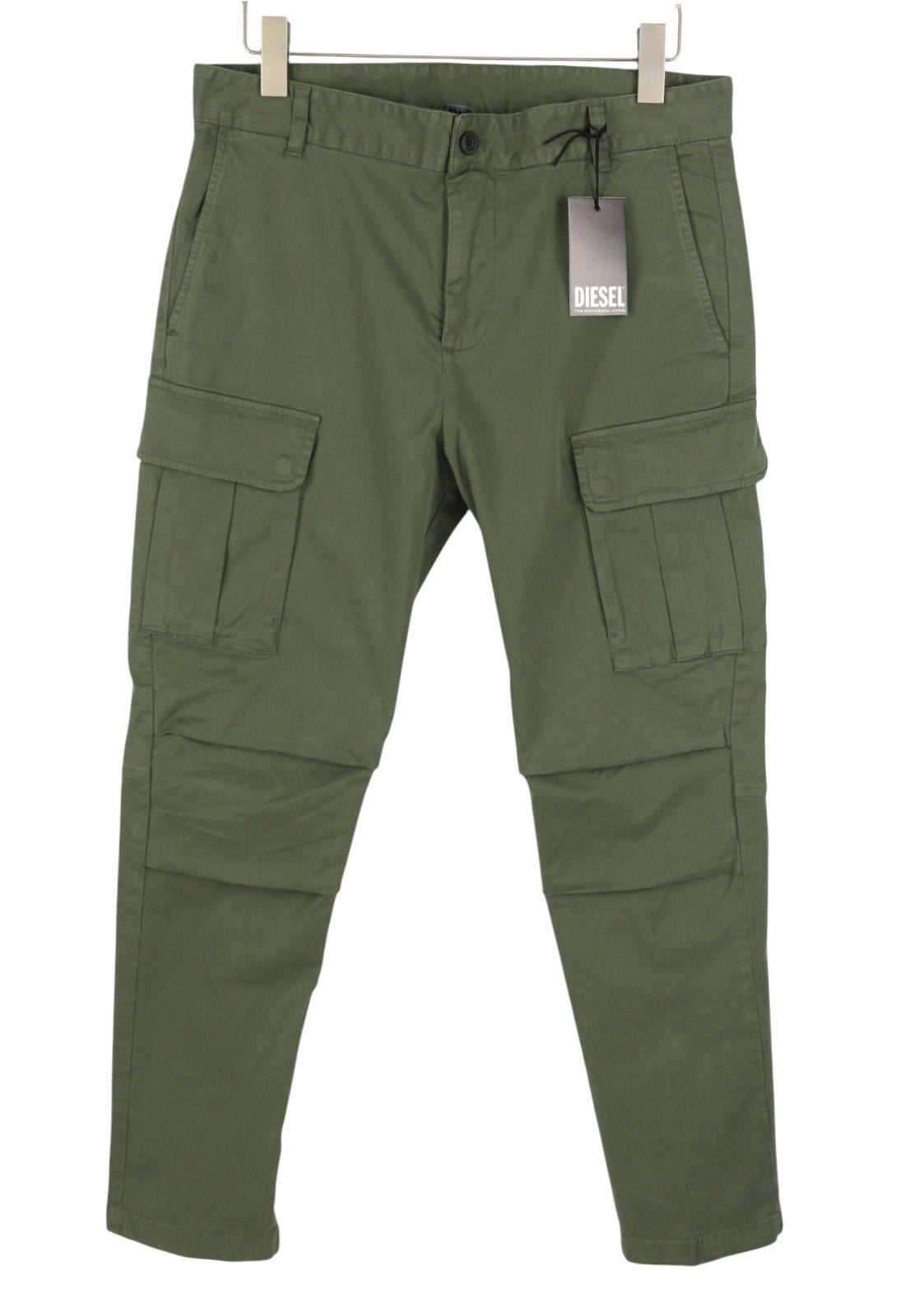 DIESEL P-Argy-In Men Trousers 50 W34 Khaki Green Cargo Zip Fly RRP195