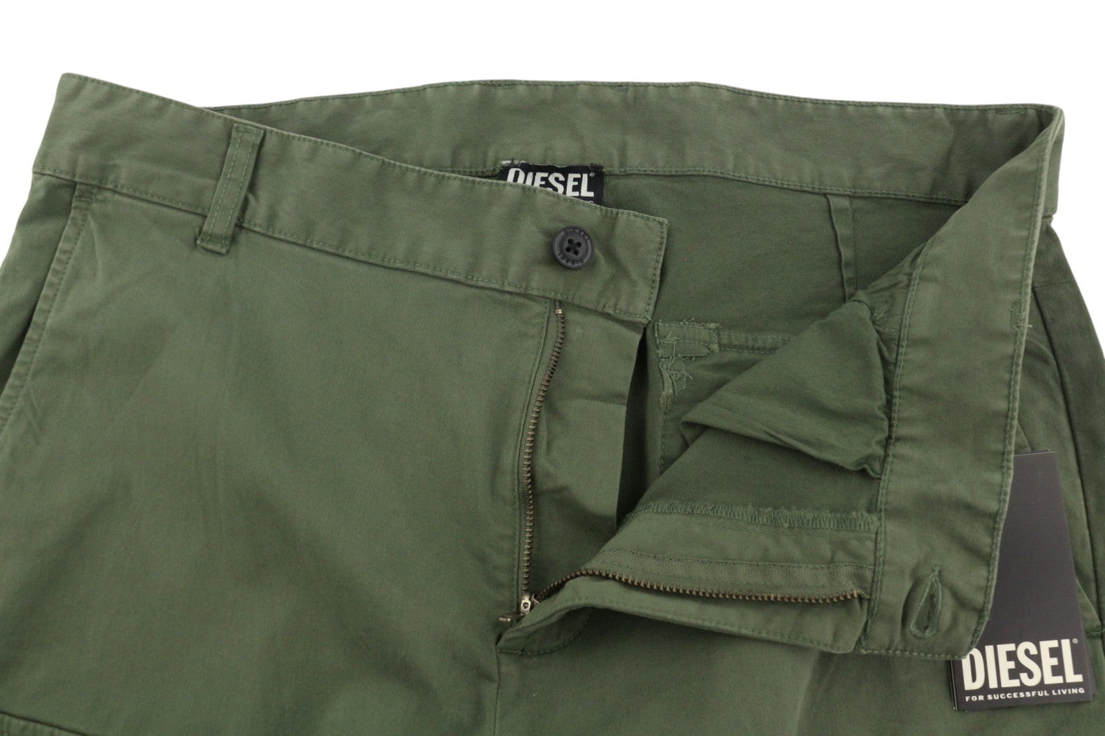 DIESEL P-Argy-In Men Trousers 50 W34 Khaki Green Cargo Zip Fly RRP195