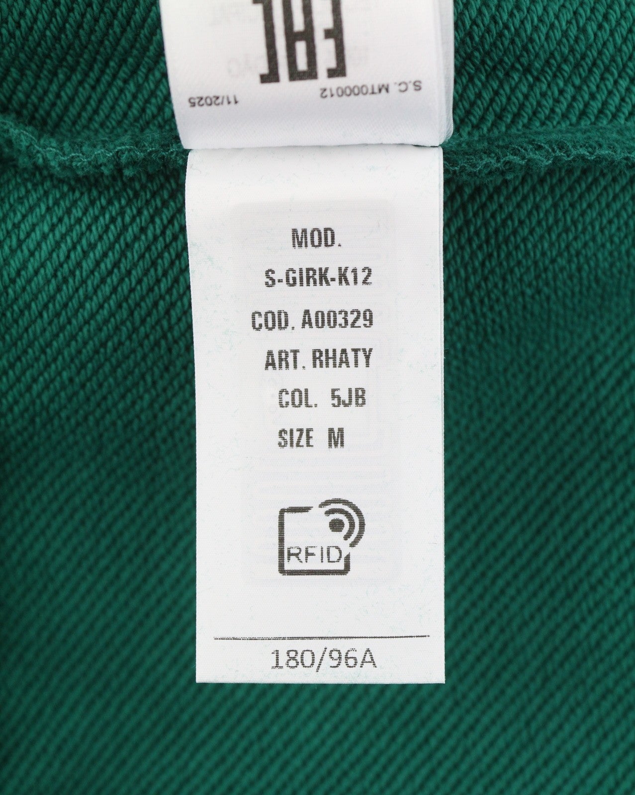 DIESEL S-Girk-K12 Men Sweatshirt M Green Cotton Crew Neck Pull On