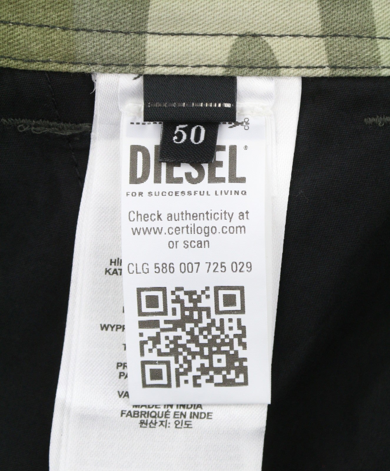DIESEL P-Arne Men Trousers 50 W36 Khaki Camouflage Twill Cargo RRP375