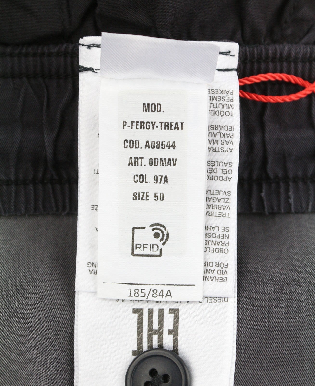 DIESEL P-Fergy-Treat 0DMAV Men Trousers 50 W33 Grey Faded Elastic Waist RRP175