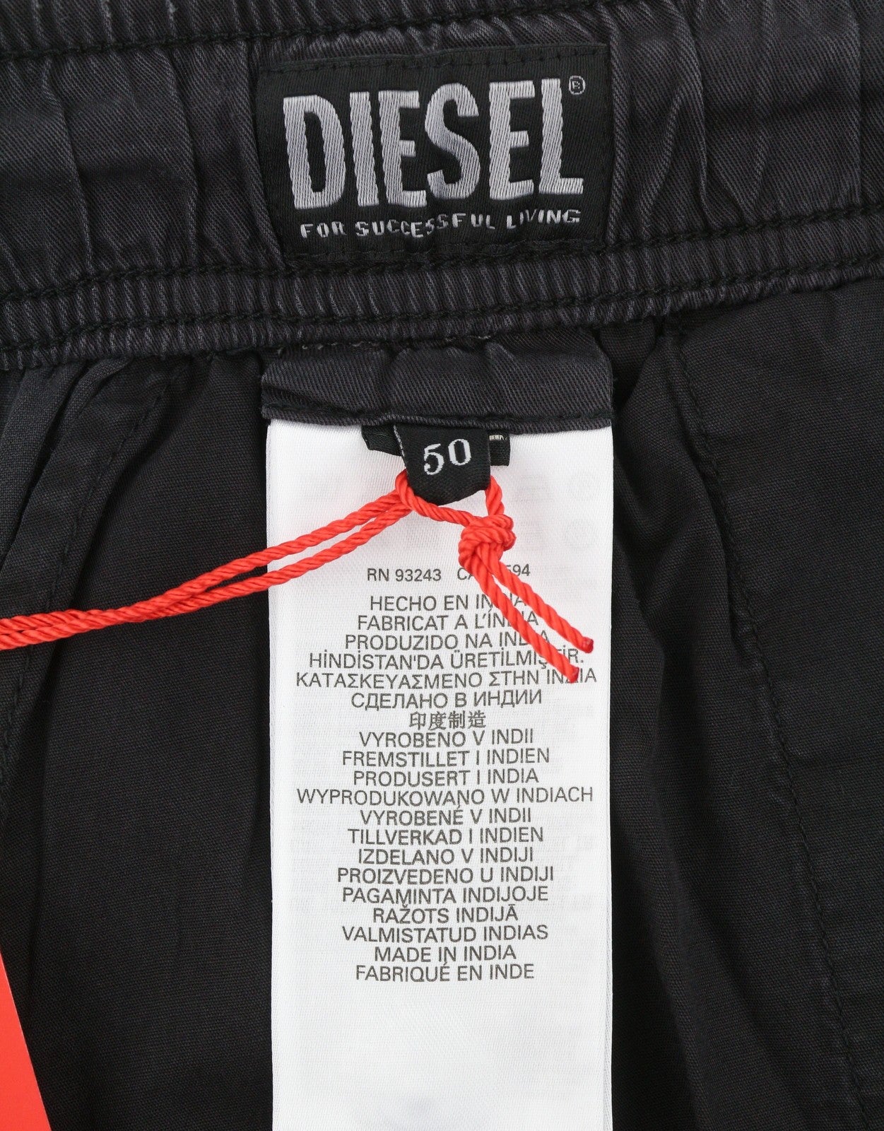 DIESEL P-Fergy-Treat 0DMAV Men Trousers 50 W33 Grey Faded Elastic Waist RRP175