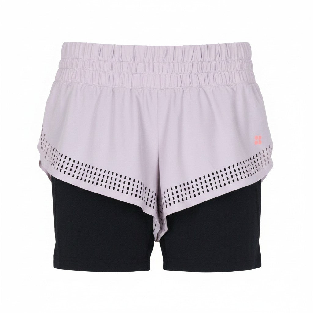 SWEATY BETTY Aerial 2in2 Women Sport Shorts S Pink Layered Opaque Stretch