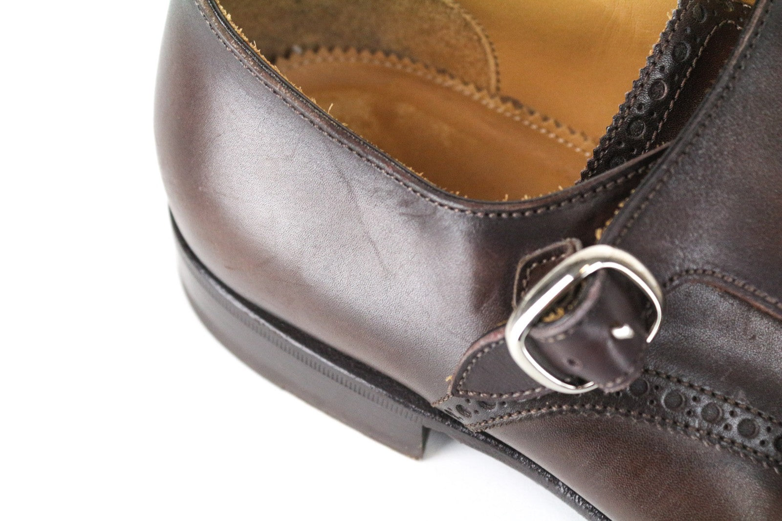 SUITSUPPLY Men Formal Shoes EU40 Double Monk Strap Brogue Brown Calf Leather