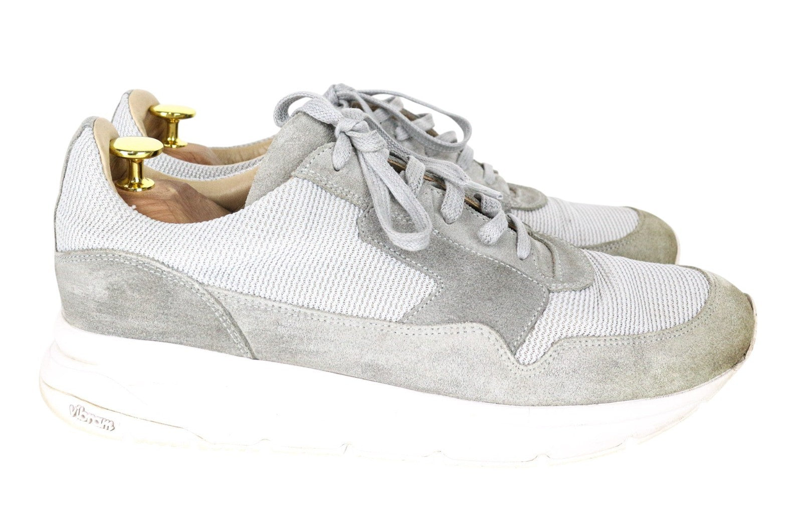 SUITSUPPLY Men Sneakers EU43 Grey Suede Leather Textile Vibram Sole Low-Top