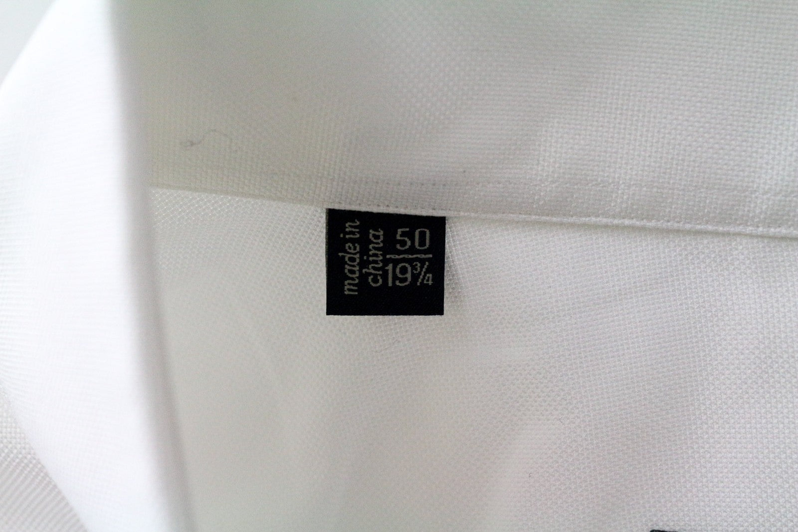 SUITSUPPLY Men Shirt 50/19 3/4 White Pure Cotton Long Sleeved Button-Up Twill