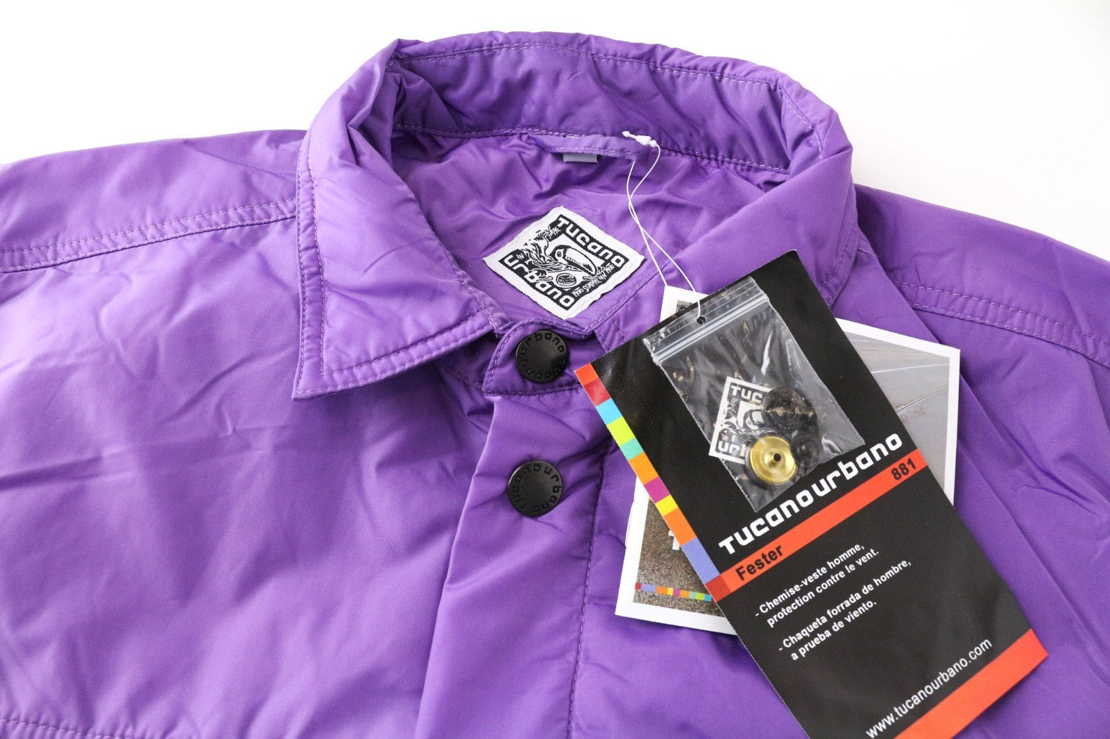 TUCANO URBANO Fester Women Jacket S Purple Windproof Zip Snap Shacket Overshirt