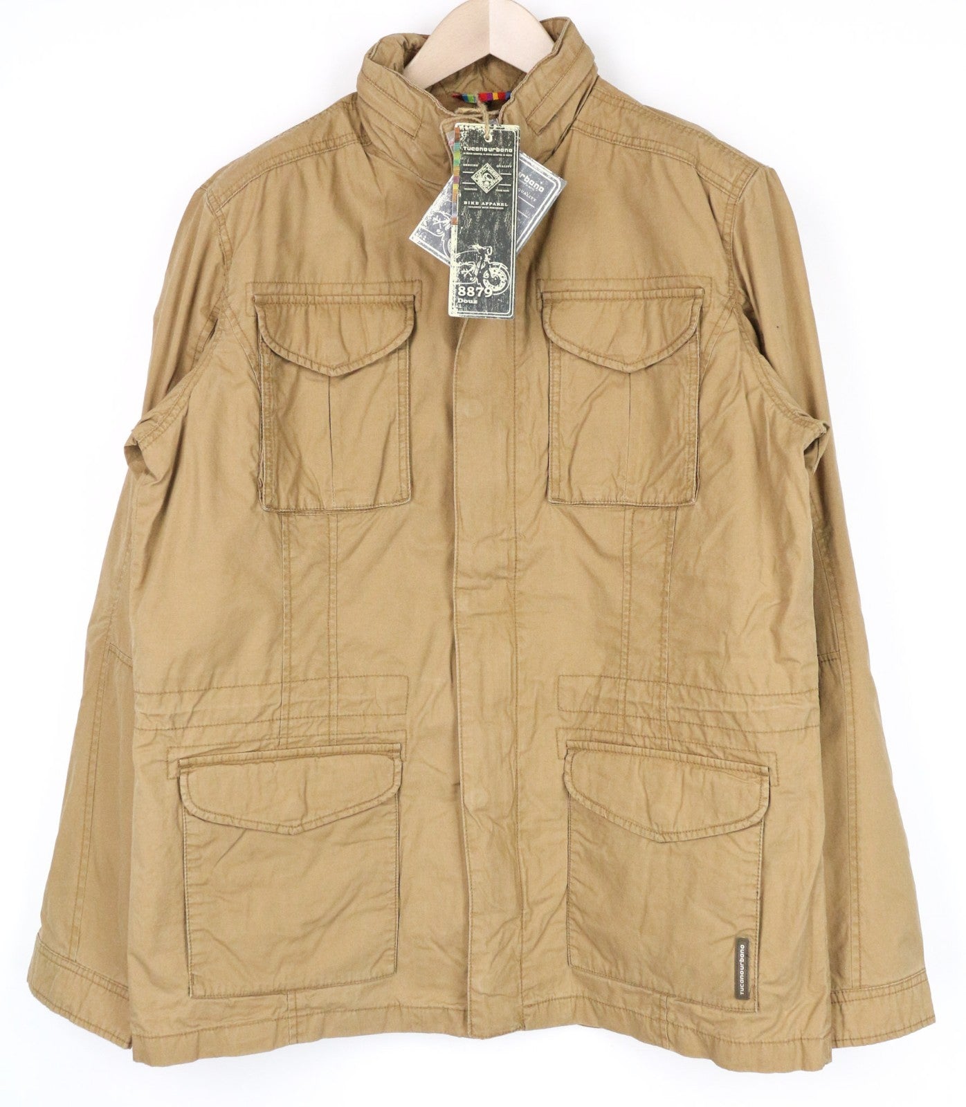 TUCANO URBANO Douz Men Jacket XL Brown Lined Pure Cotton Armour Pocket Moto