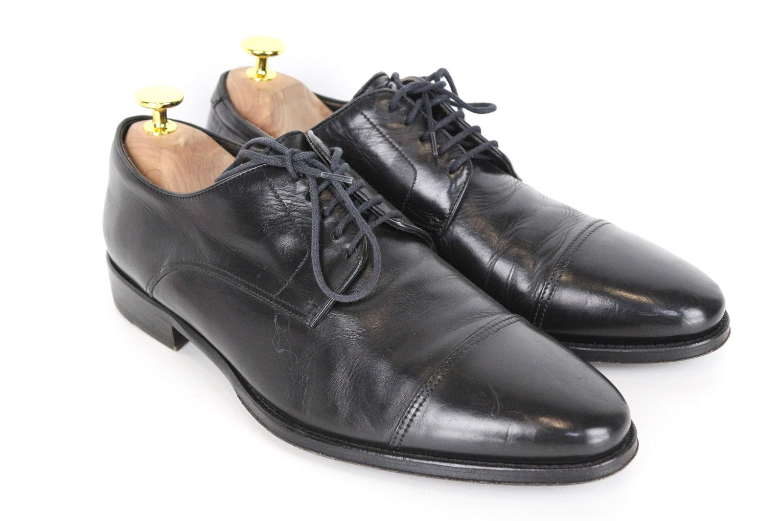 SUITSUPPLY Men Formal Shoes EU40 Black Genuine Leather Low-Top Laced Classic
