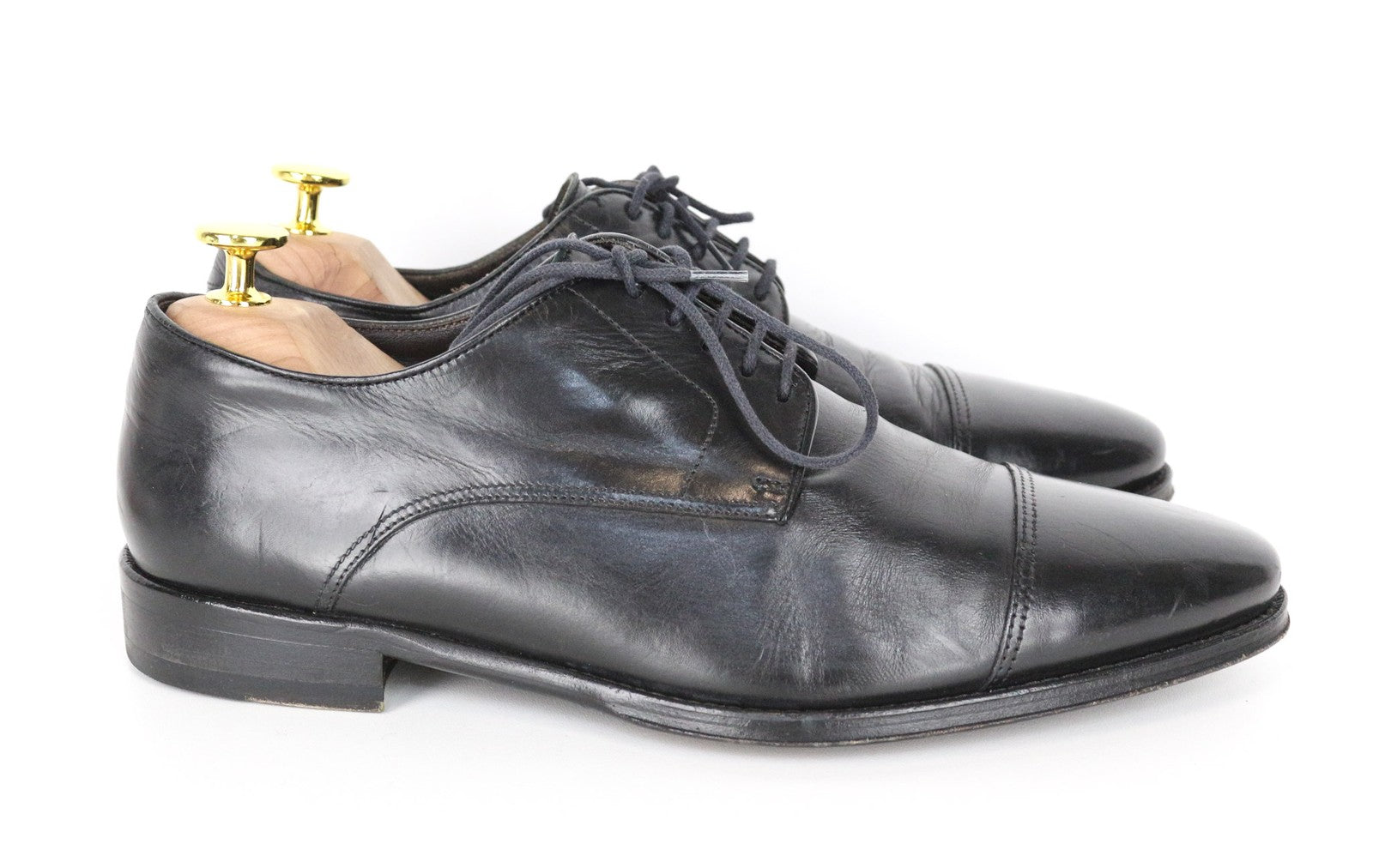 SUITSUPPLY Men Formal Shoes EU40 Black Genuine Leather Low-Top Laced Classic