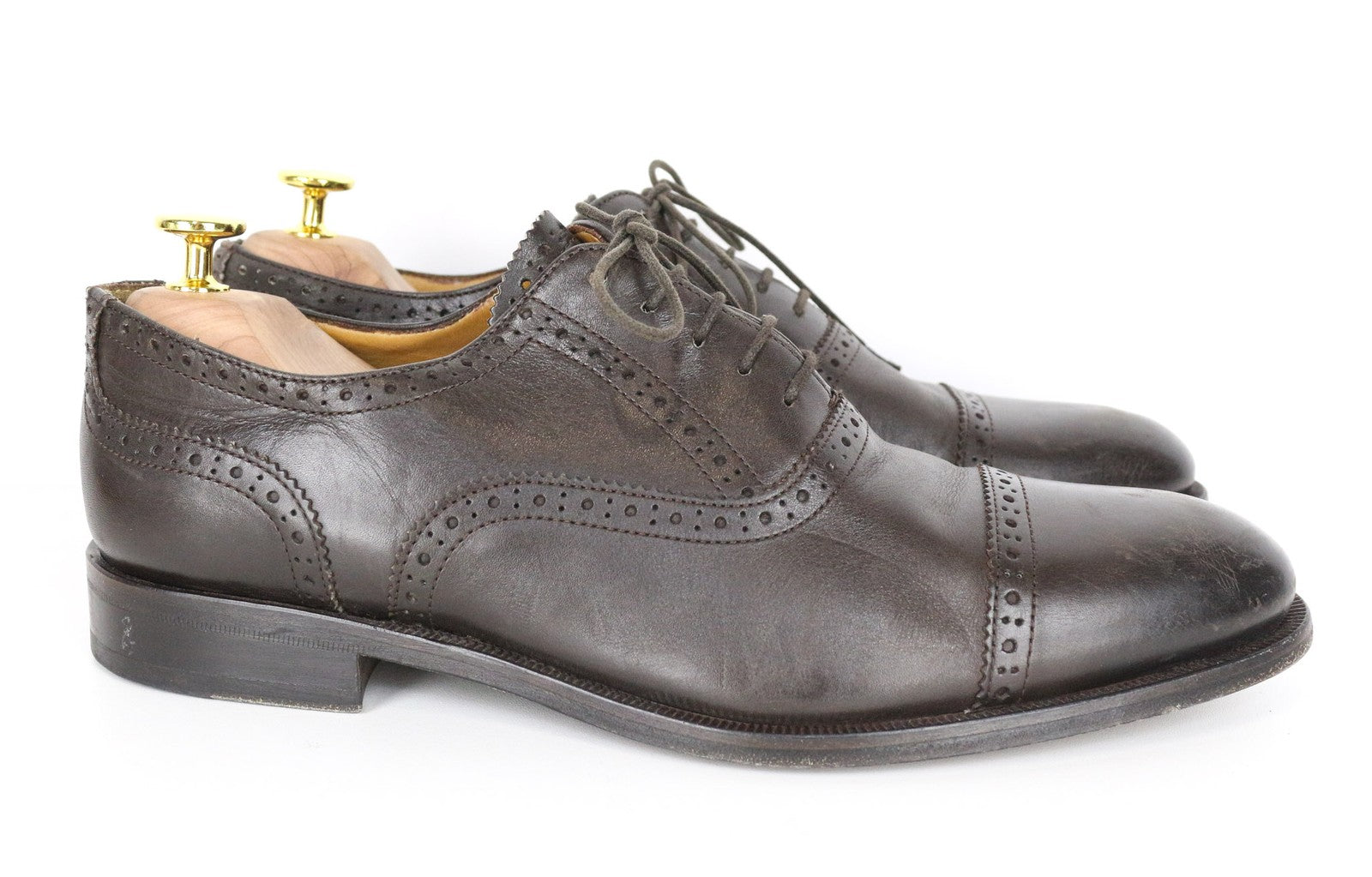 SUITSUPPLY Men Formal Shoes EU42 Brown Genuine Leather Low-Top Laced Classic