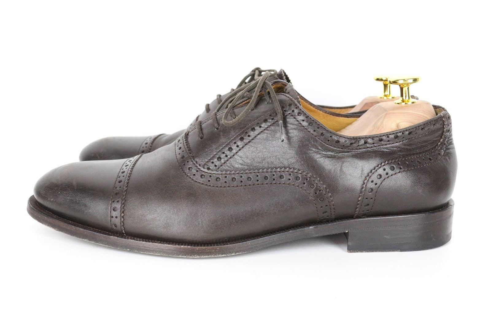 SUITSUPPLY Men Formal Shoes EU42 Brown Genuine Leather Low-Top Laced Classic