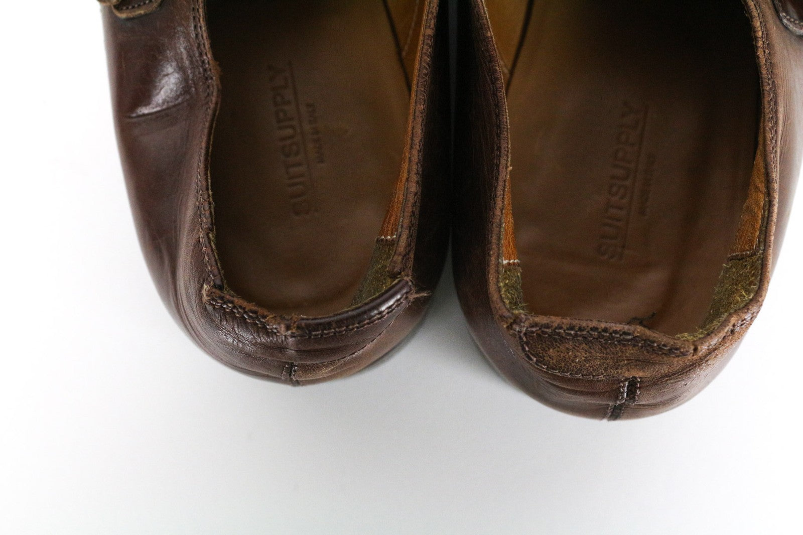 SUITSUPPLY Men Formal Shoes EU42 Brown Genuine Leather Classic Double Buckle