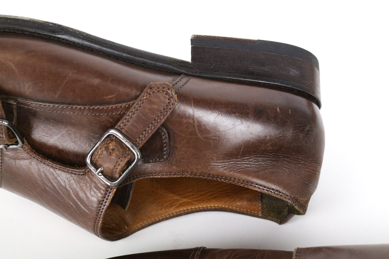 SUITSUPPLY Men Formal Shoes EU42 Brown Genuine Leather Classic Double Buckle