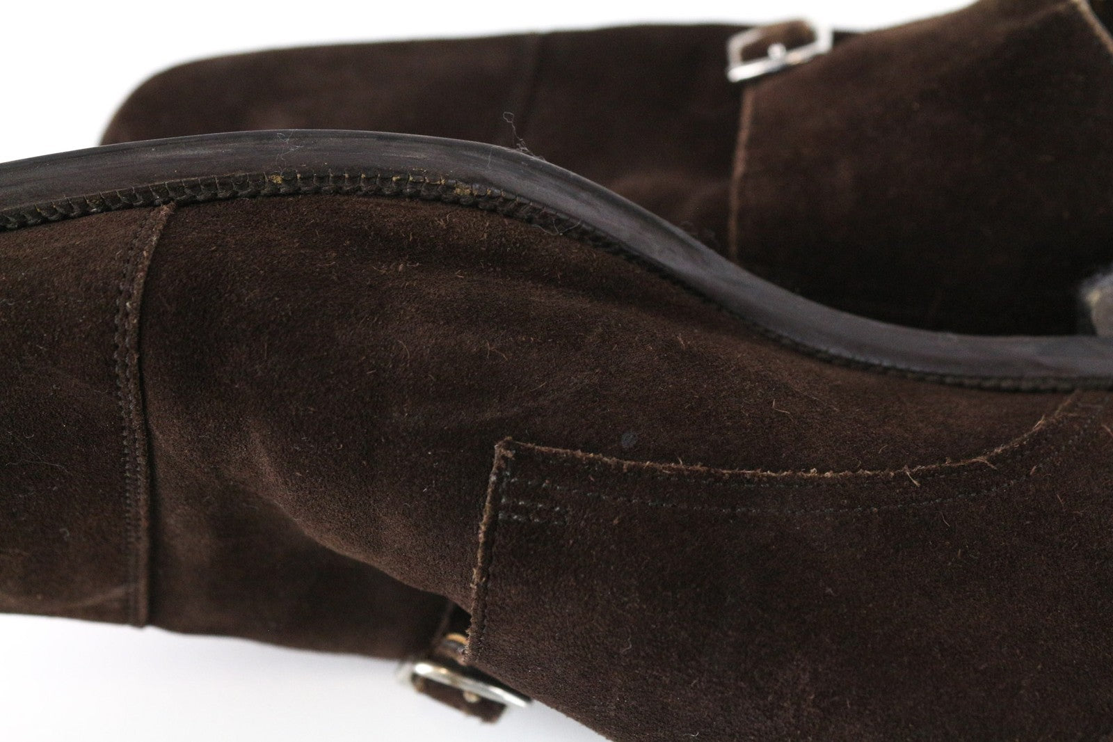 SUITSUPPLY Men Formal Shoes EU43 Brown Suede Leather Classic Double Buckle