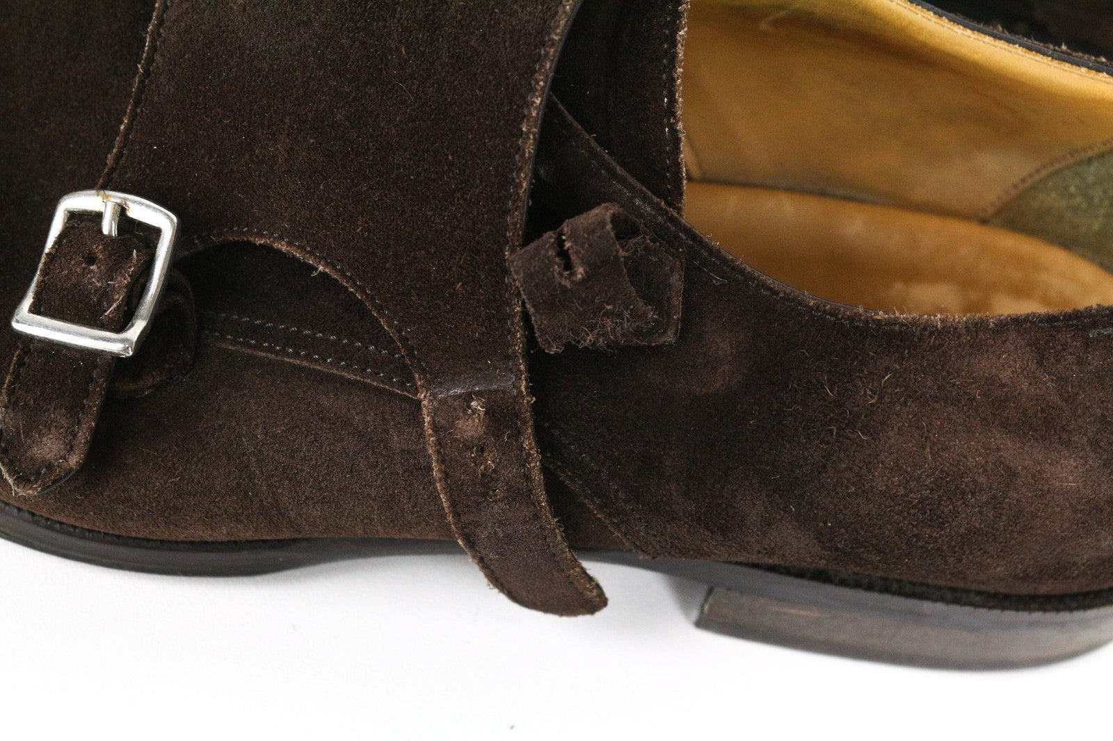SUITSUPPLY Men Formal Shoes EU43 Brown Suede Leather Classic Double Buckle