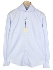 SUITSUPPLY Traveller Men Shirt 37L Slim Blue Pure Cotton Striped Patterns
